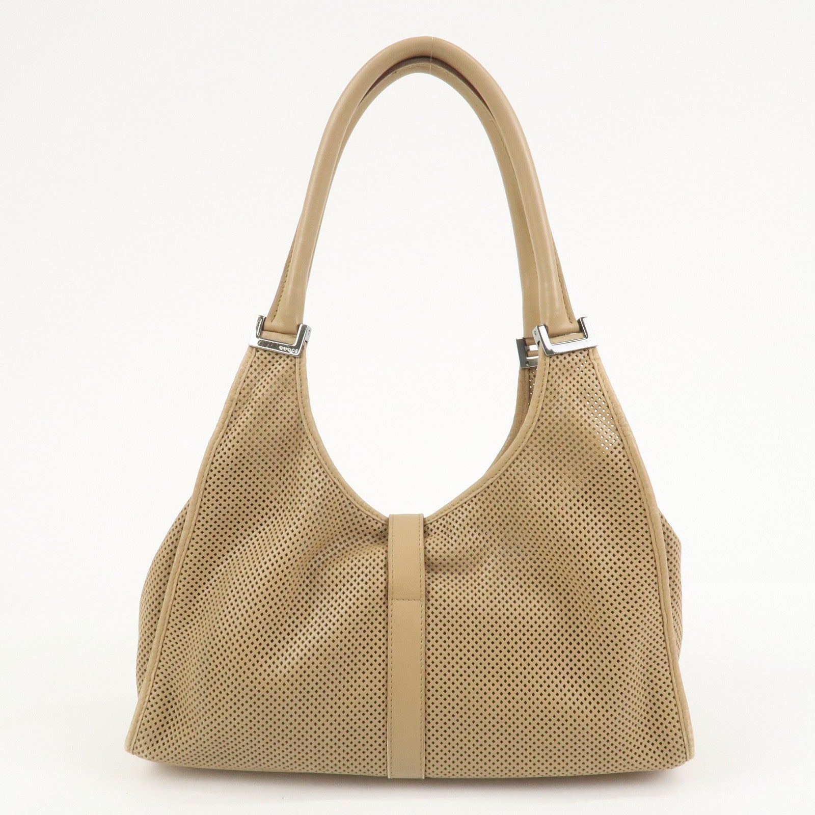 GUCCI Jackie Leather Shoulder Bag Hand Bag Beige 01719