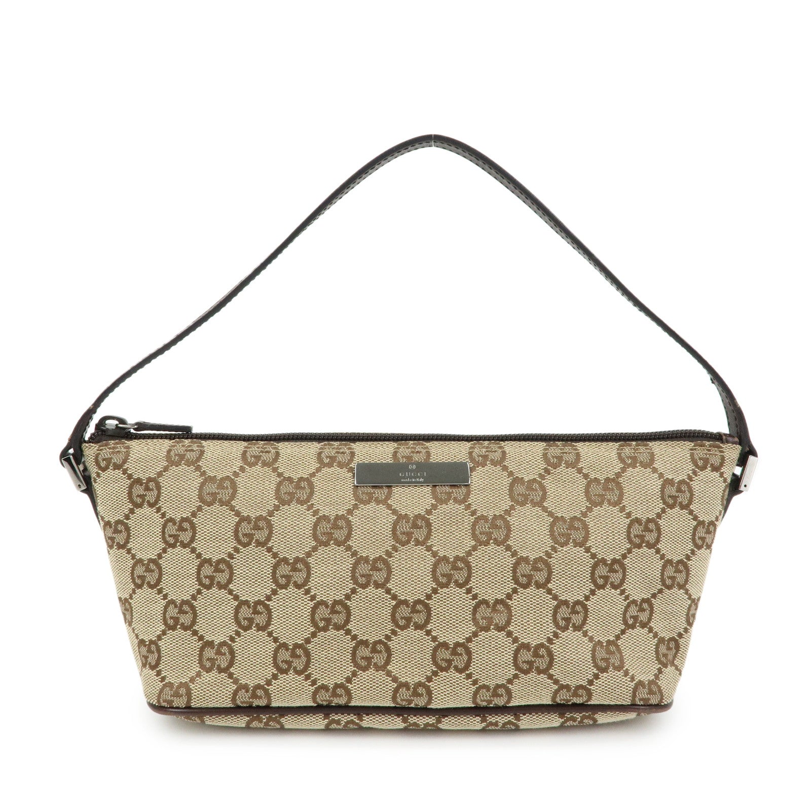 GUCCI Boat Bag GG Canvas Leather Hand Bag Beige Brown 07198