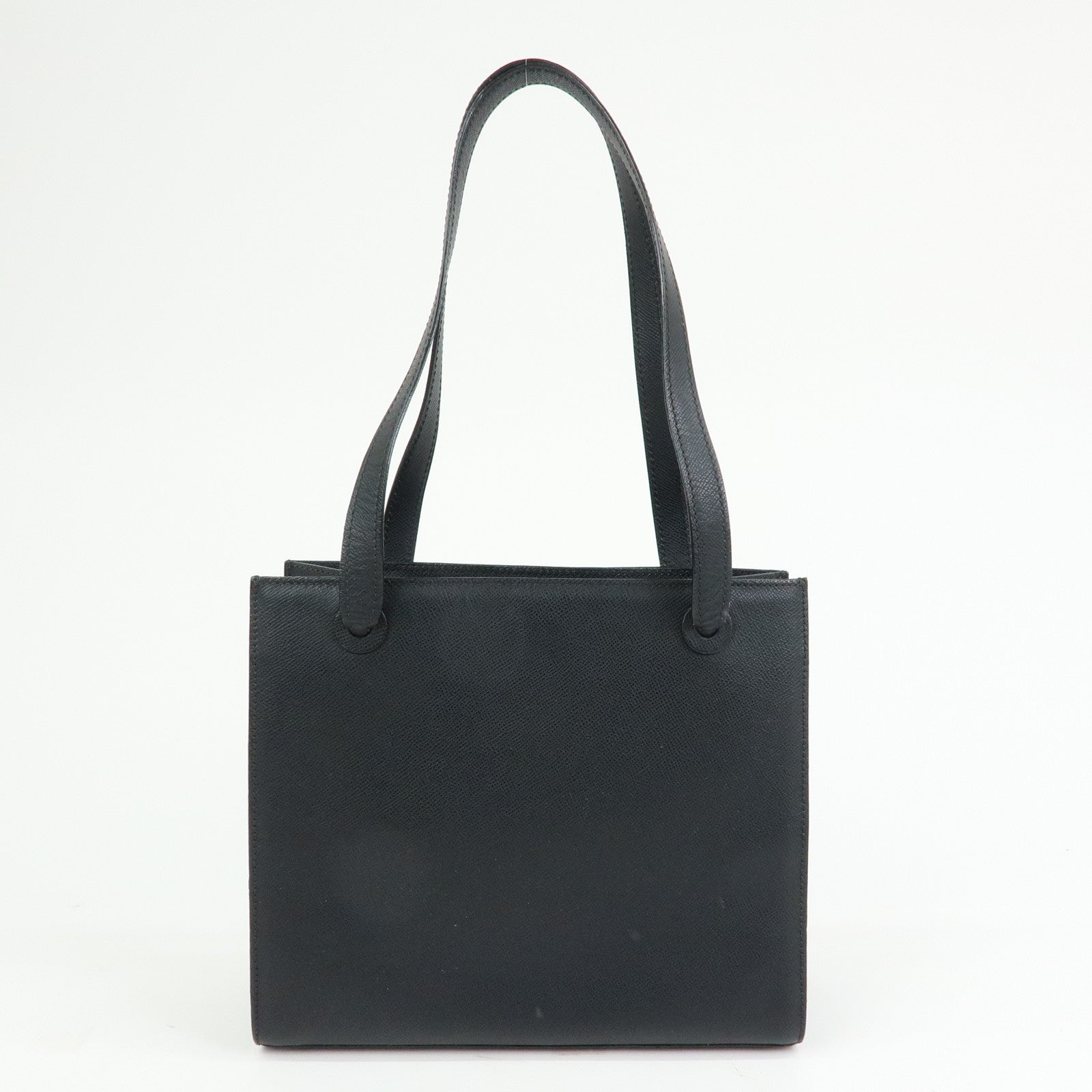 CHANEL Logo Calf Leather Tote Bag Shoulder Bag Hand Bag Black