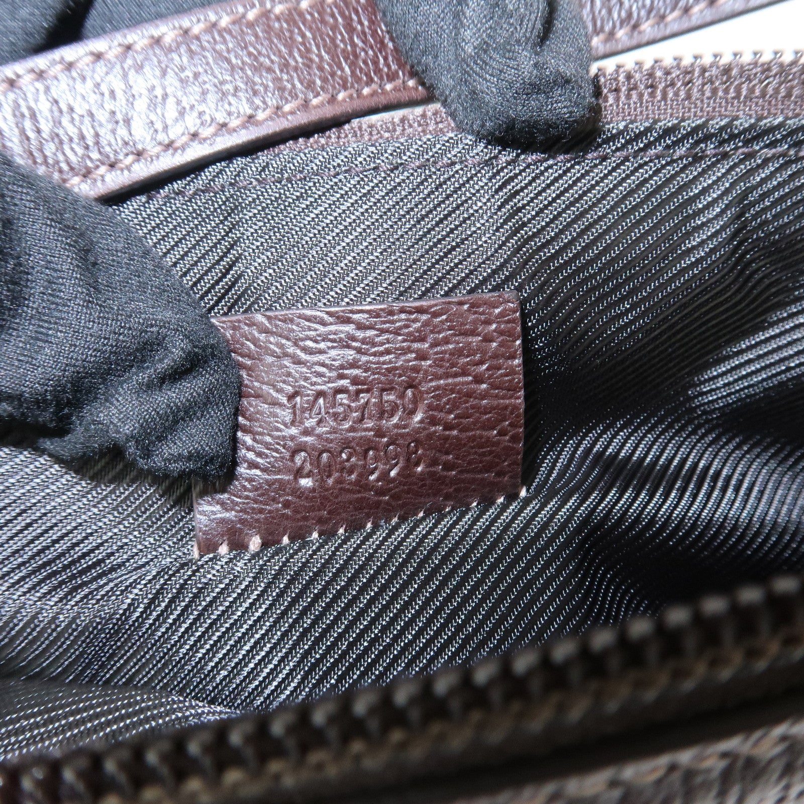 GUCCI GG Canvas Leather Accessory Pouch Hand Bag Brown 145750