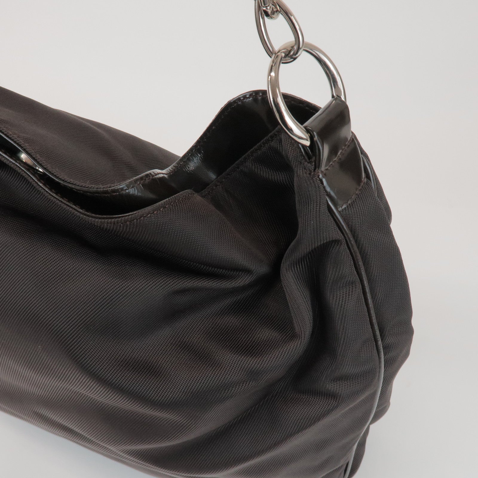 GUCCI Bamboo Nylon Canvas Leather 2Way Hand Shoulder Bag 001.2404