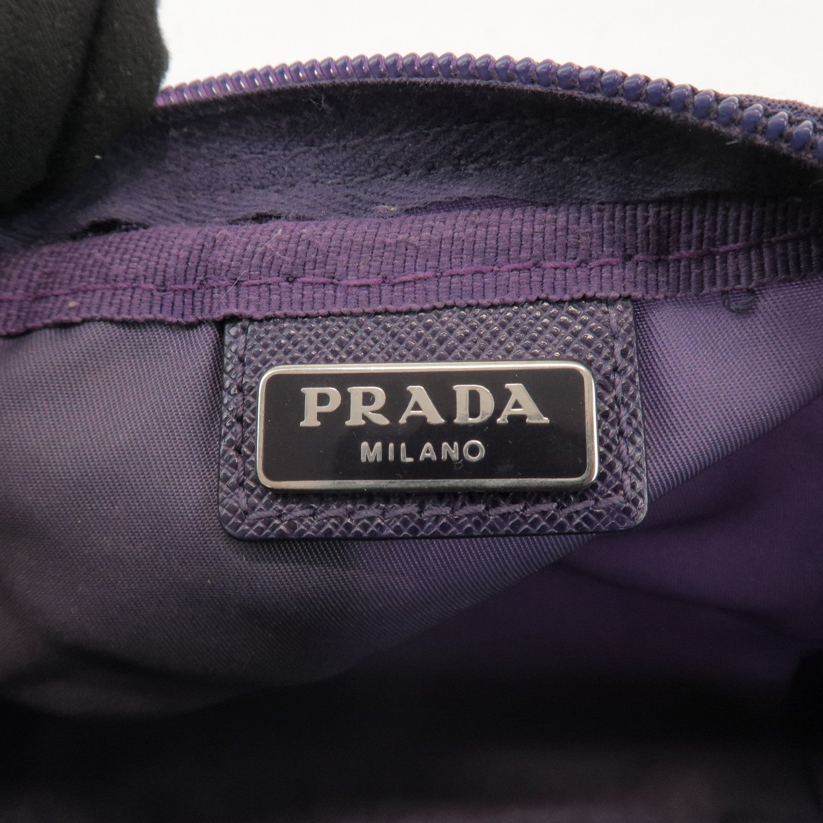PRADA Triangle Logo Nylon Set of 2 Pouch Black Purple
