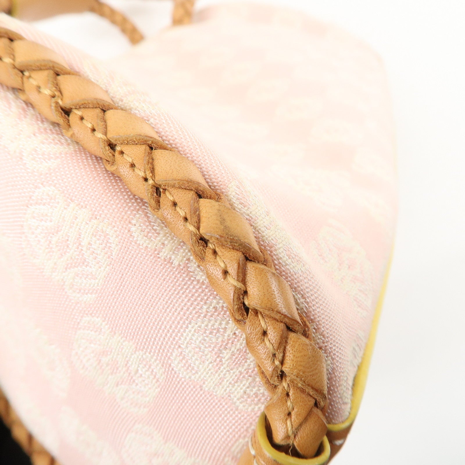 LOEWE Anagram Canvas Leather Hand Bag Boston Bag Pink Brown