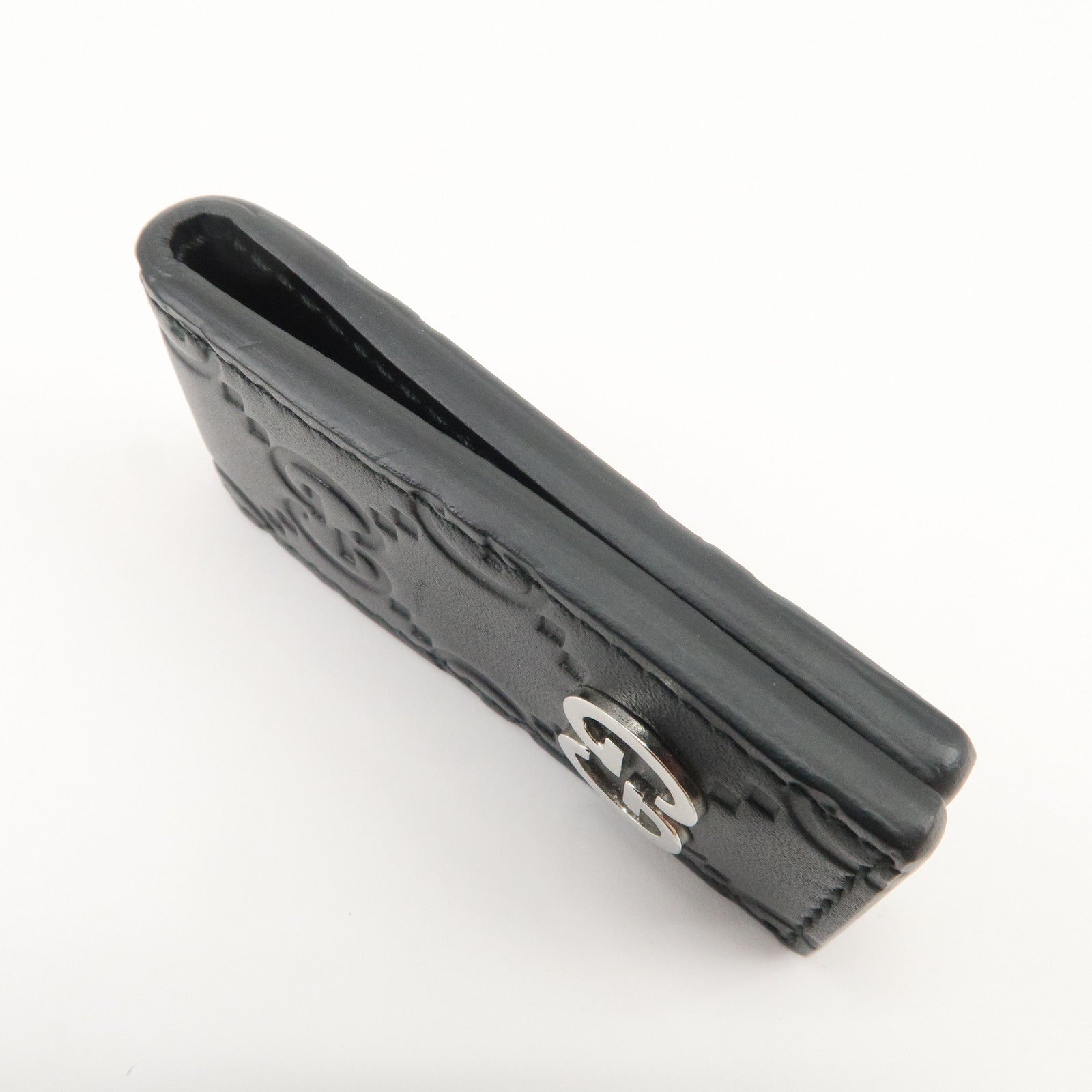 GUCCI Guccissima Leather Money Clip Bills Clip Black