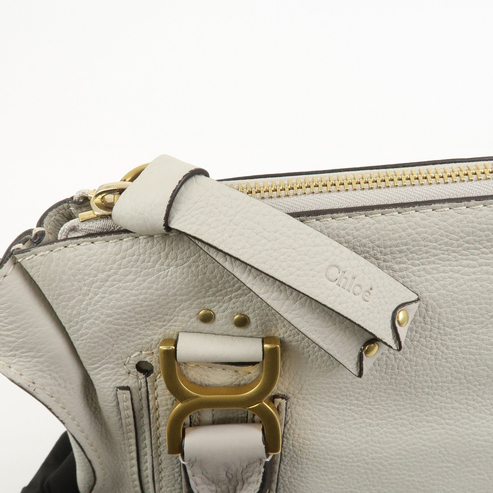 Chloe Marcie Leather Hand Bag Shoulder Bag Gray