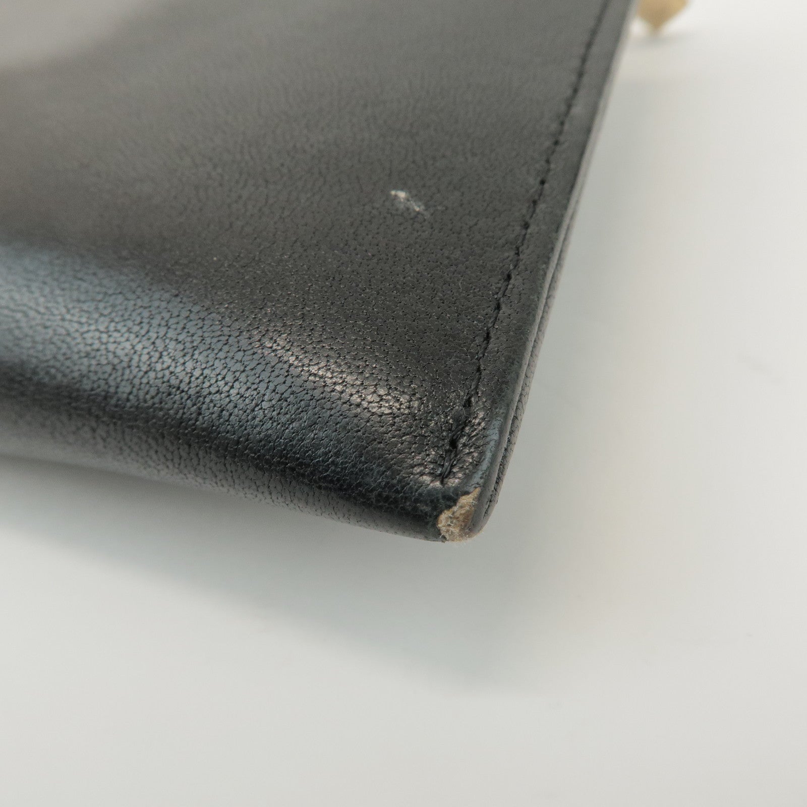 CHANEL COCO Mark Calf Leather Long Wallet Black