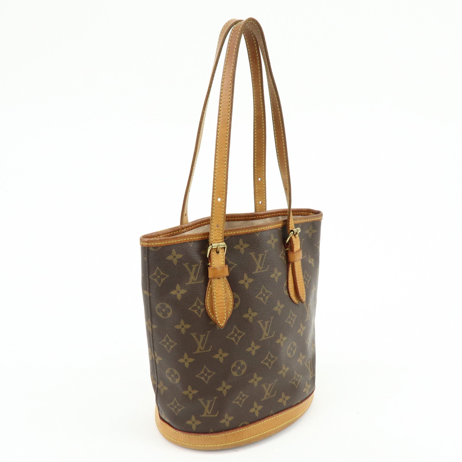 Louis Vuitton Monogram Canvas Bucket PM Hand Bag Brown M42238