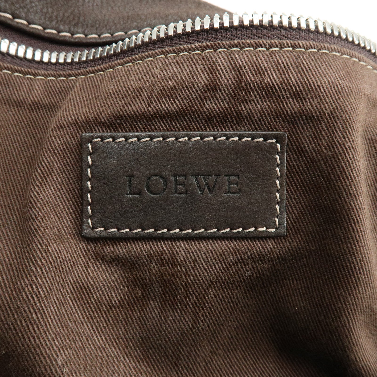 LOEWE Anagram Leather 2Way Bag Boston Bag Shoulder Bag Brown