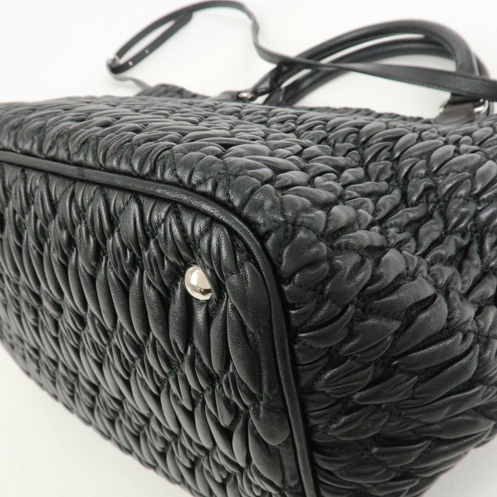 MIU MIU Matelasse Nappa Crystal 2Way Shoulder Bag Black 5BE896