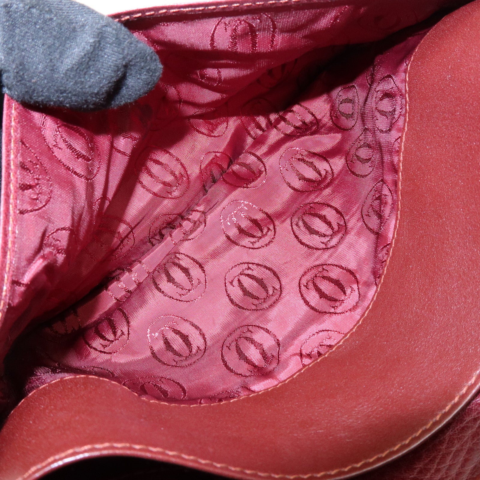 Cartier Must de Cartier Leather Shoulder Bag Crossbody Bag Bordeaux