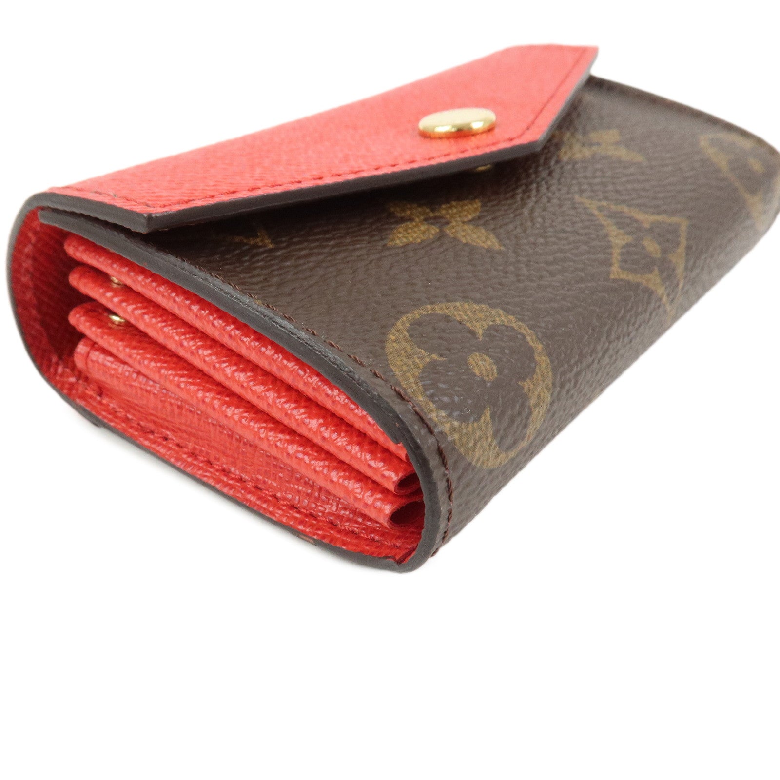 Louis Vuitton Monogram Multicartes Sarah Card Case Brown Red M61274