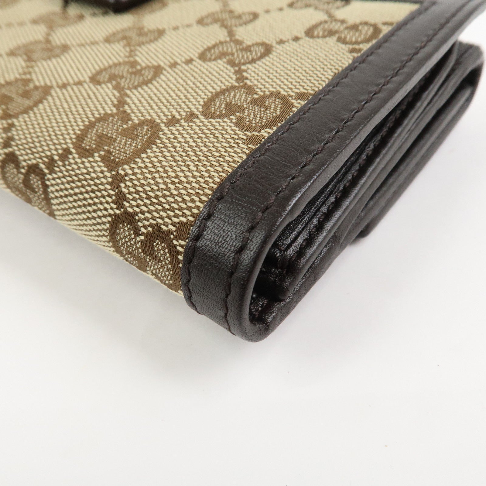 GUCCI Interlocking G GG Canvas Double Flap Long Wallet Brown 282426