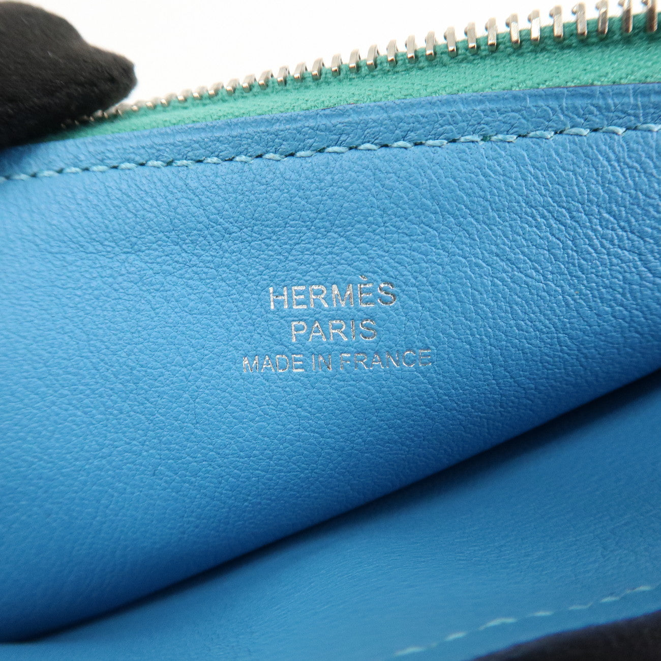 HERMES Atout GM Leather Pouch Emerald Green Used