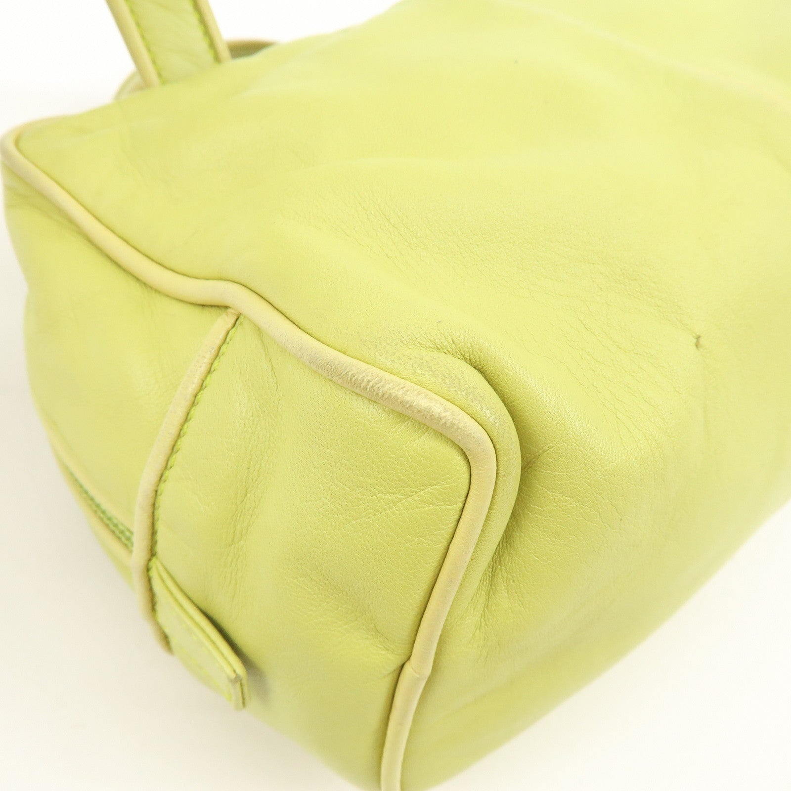 LOEWE Logo Nappa Leather Mini Hand Bag Boston Bag Lime Green