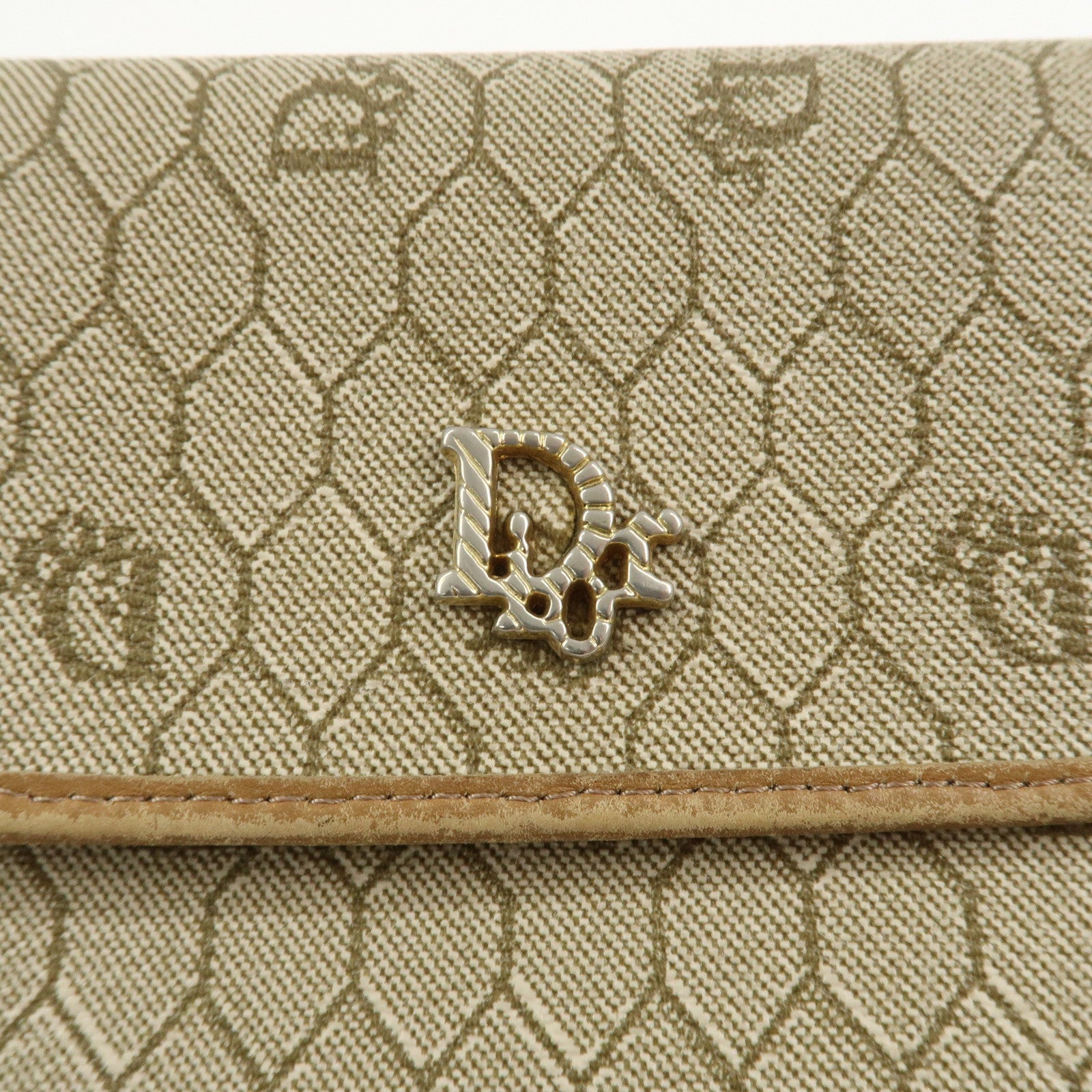 Christian Dior Honeycomb PVC Leather Chain Shoulder Bag Beige
