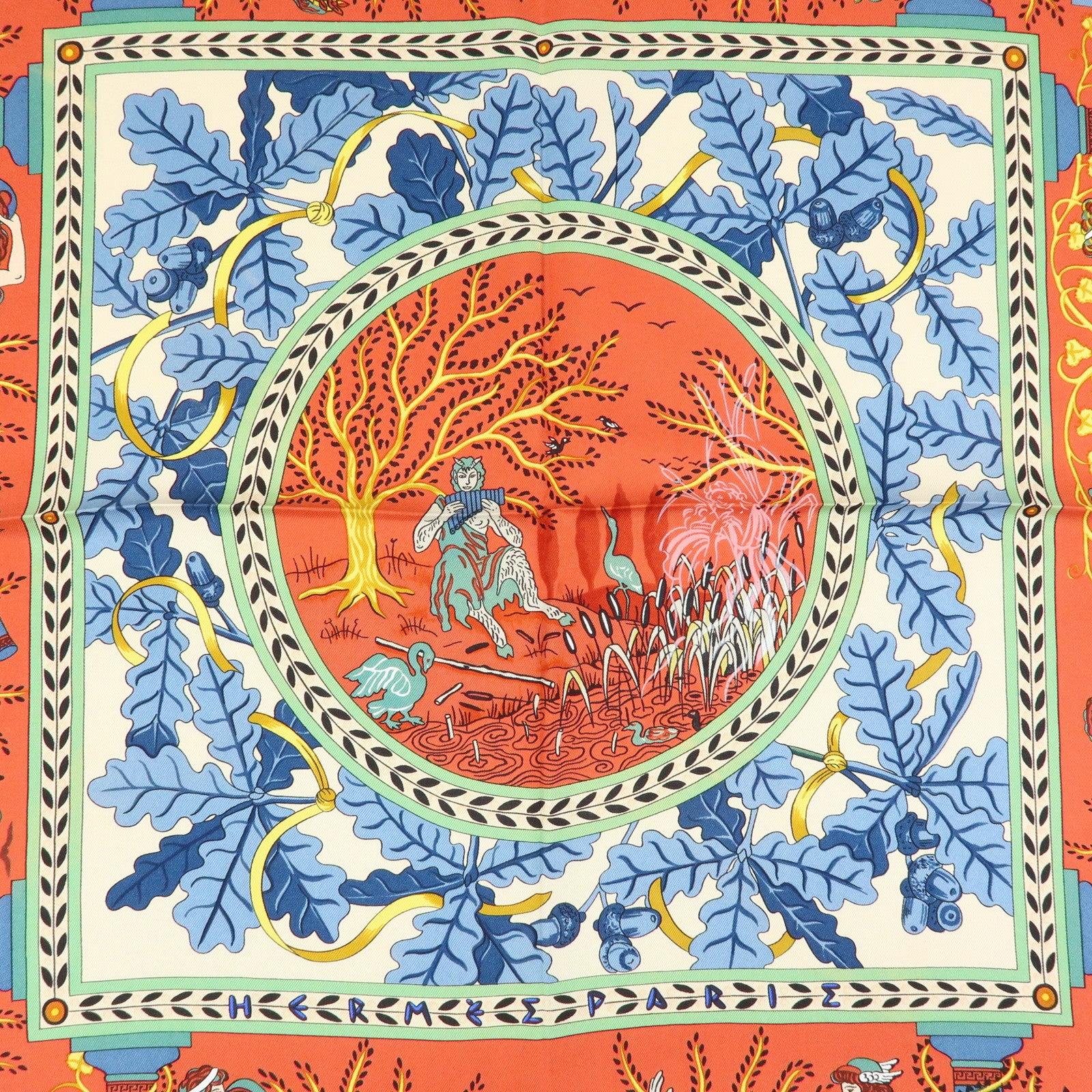 HERMES Carre 90 Silk 100% Scarf MUSIQUE DES DIEUX Multicolor