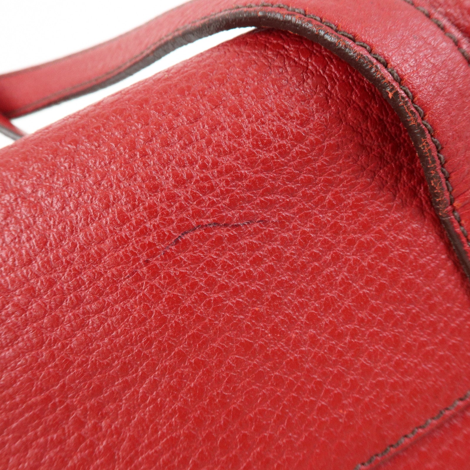 PRADA Triangle Logo Leather Shoulder Bag Satchel Bag Hand Bag Red