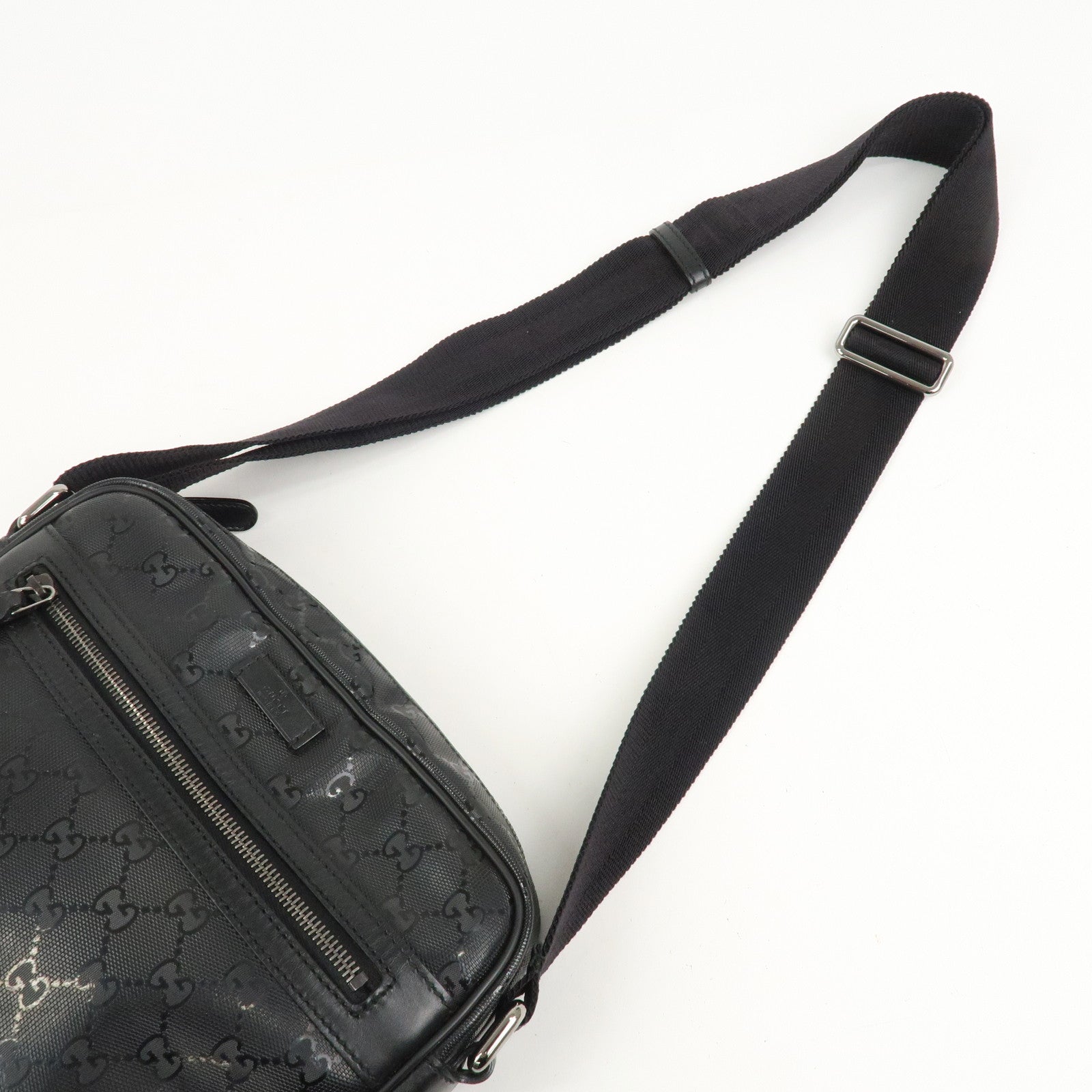 GUCCI GG Imprime Monogram PVC Shoulder Bag Cross Body Bag Black 201448