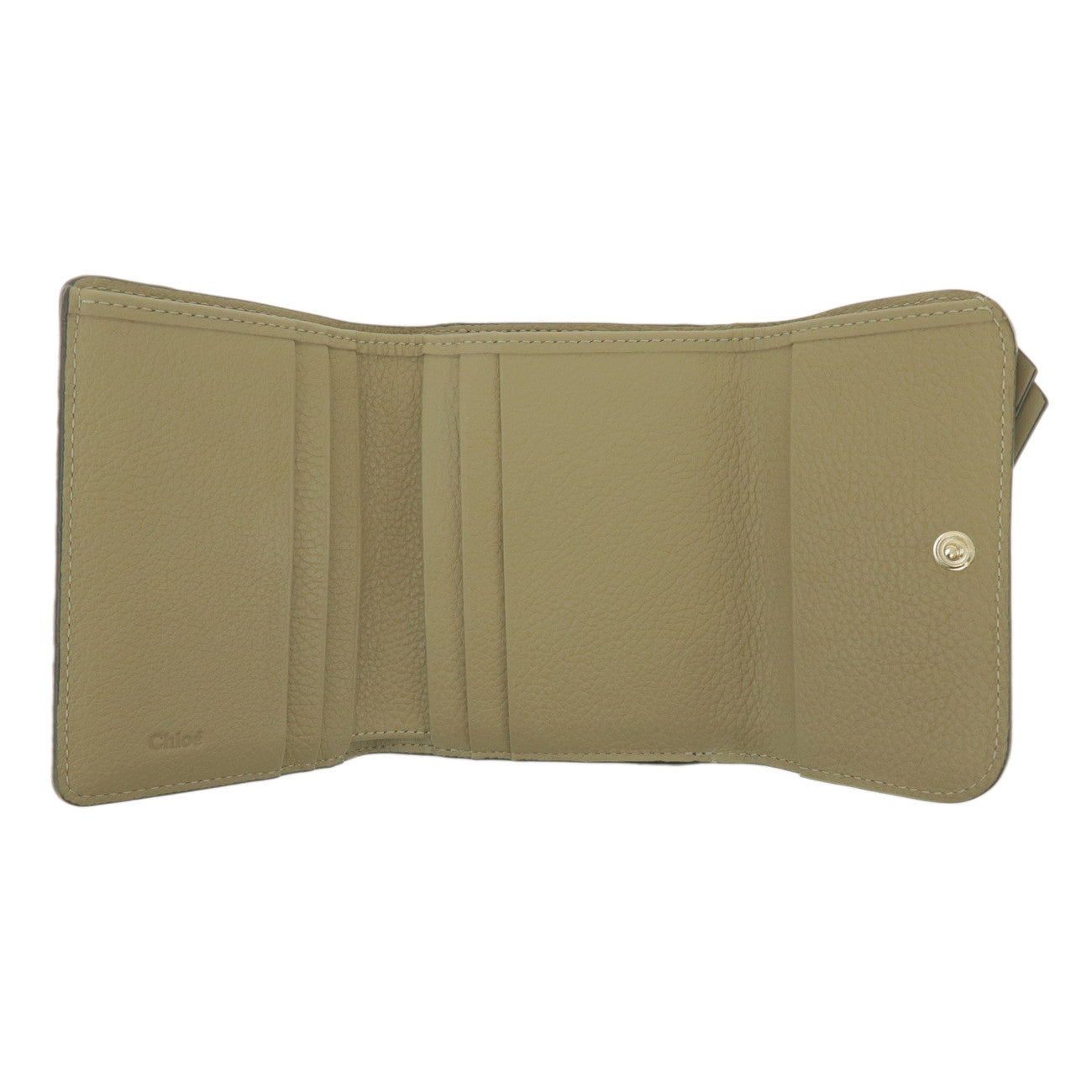 Chloe Leather Small Tri-fold C-charm Compact Wallet Khaki