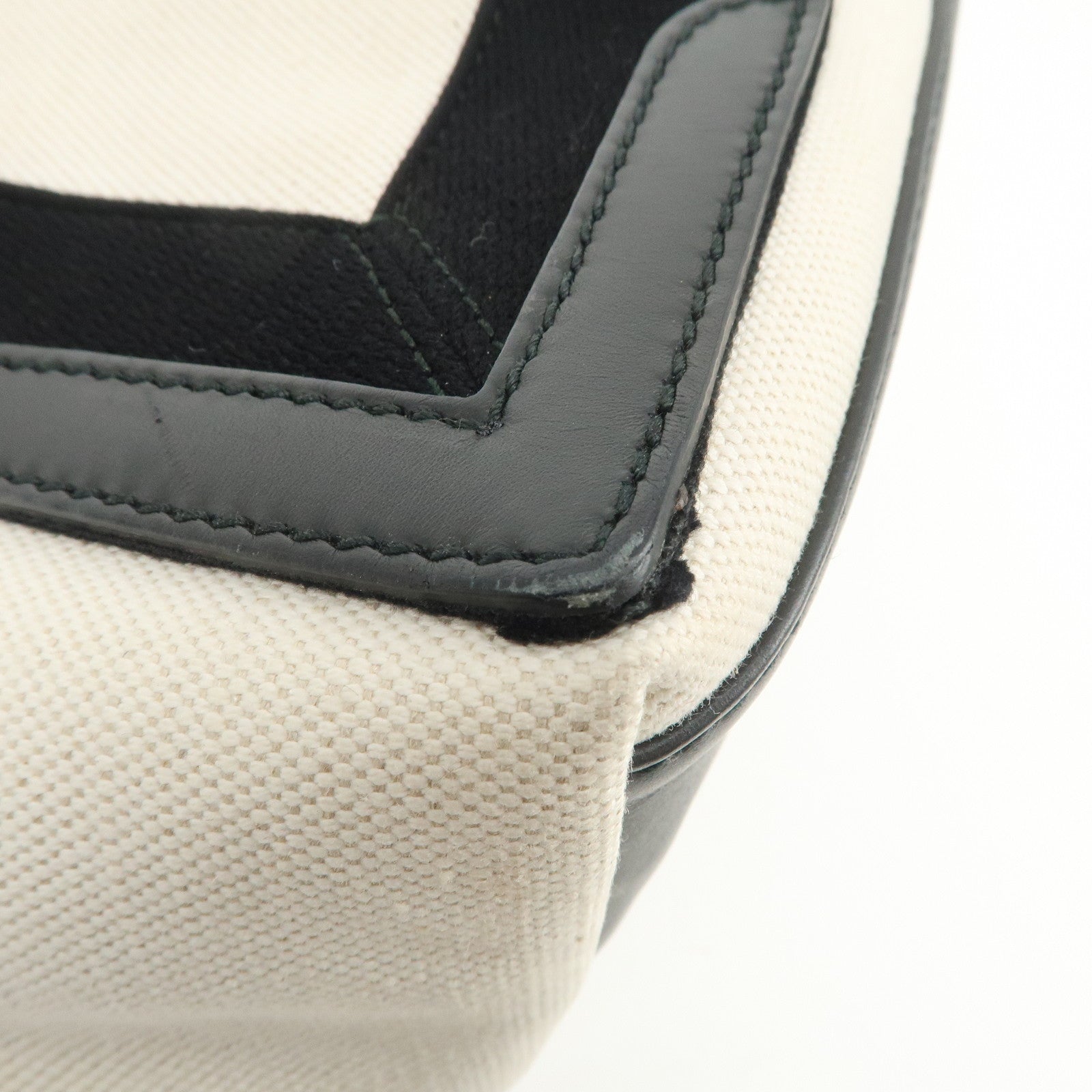 BALENCIAGA Navy Cabas S Cotton Calf Skin Tote Bag Hand Bag 339933