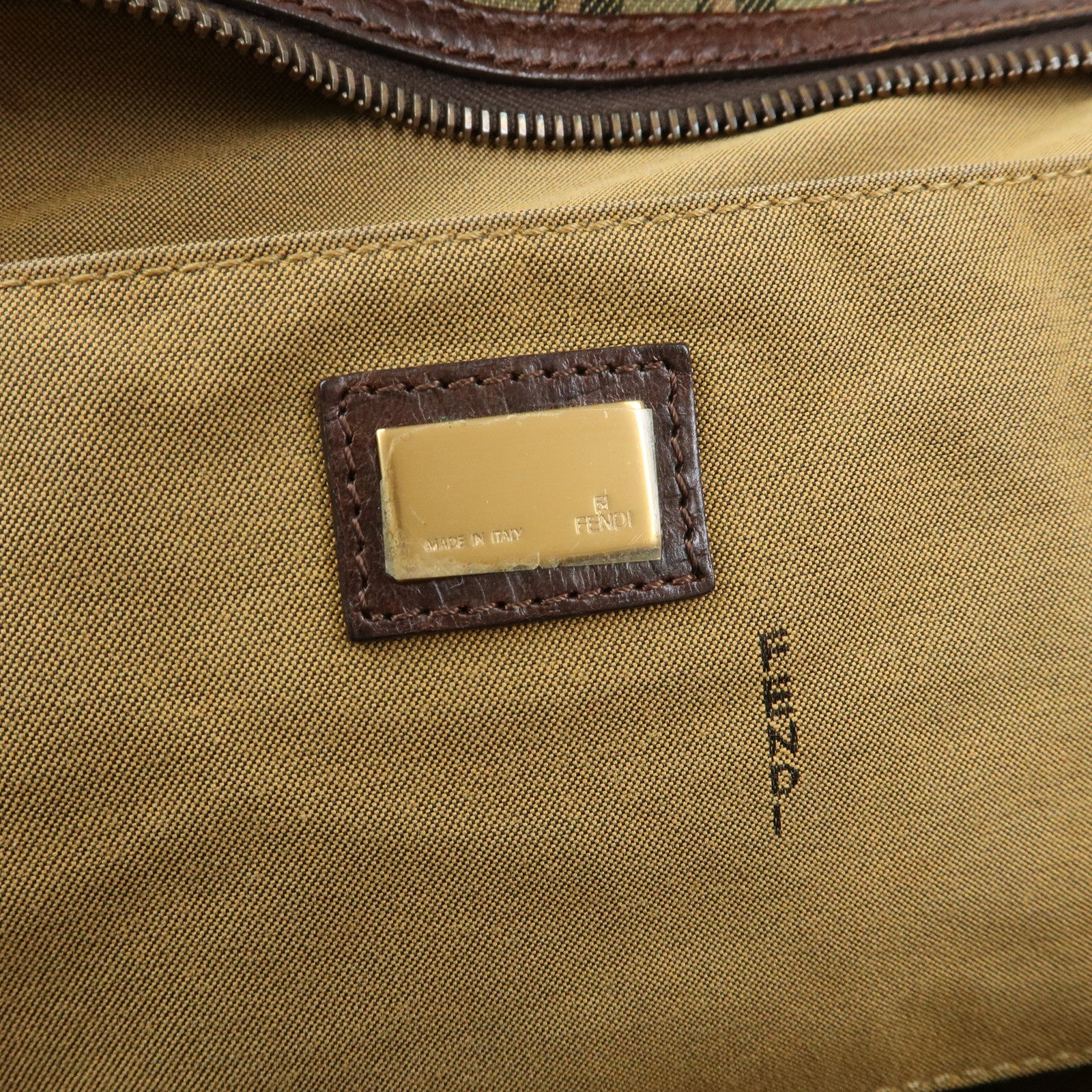 FENDI Zucchino Canvas Leather Mini Boston Bag Shoulder Bag 8BL075