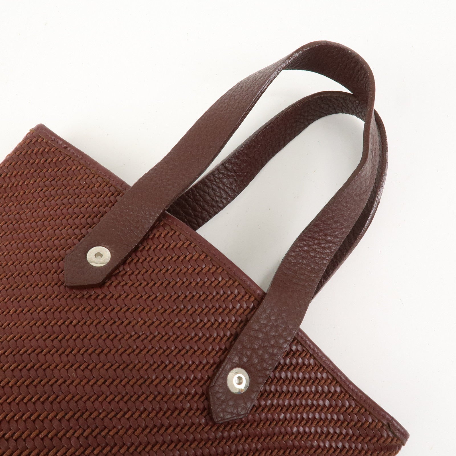 HERMES Amedaba PM Diago Leather Tote Bag Hand Bag Brown