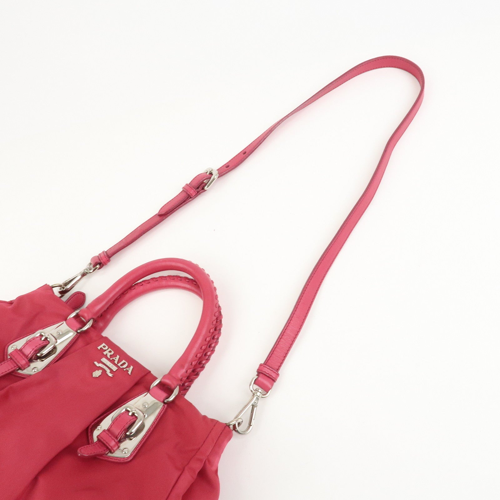 PRADA Logo Nylon Leather 2Way Bag Hand Bag Shoulder Bag Pink