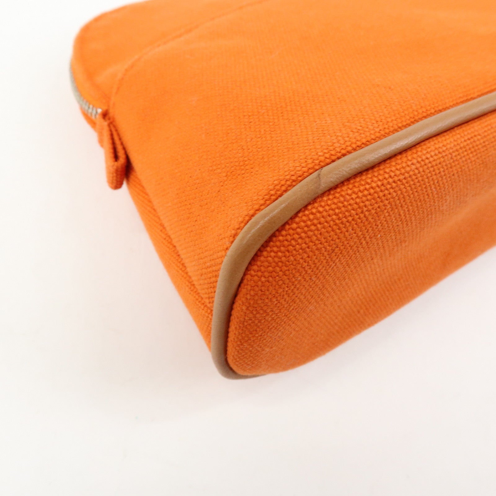 HERMES Bolide Mini Canvas Leather Pouch Cosmetic Pouch Orange