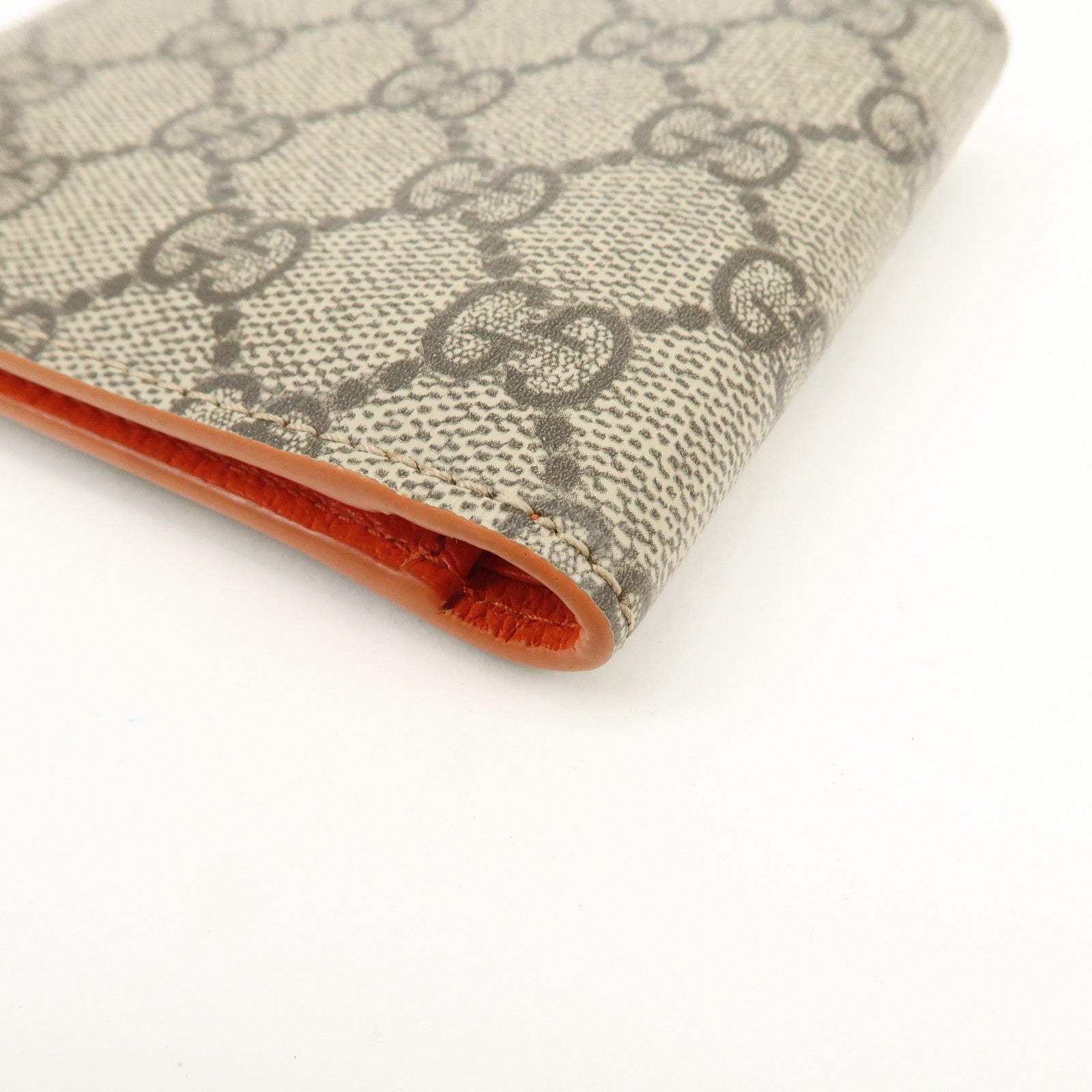 GUCCI GG Supreme Compact Bi-fold Wallet Beige Orange 768244