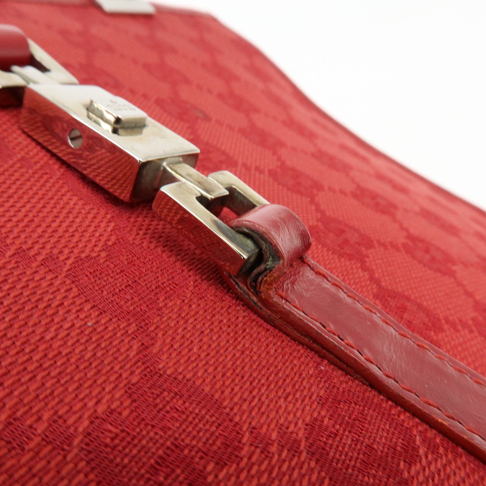 GUCCI Jackie GG Canvas Leather Shoulder Bag Tote Bag Red 002・1073