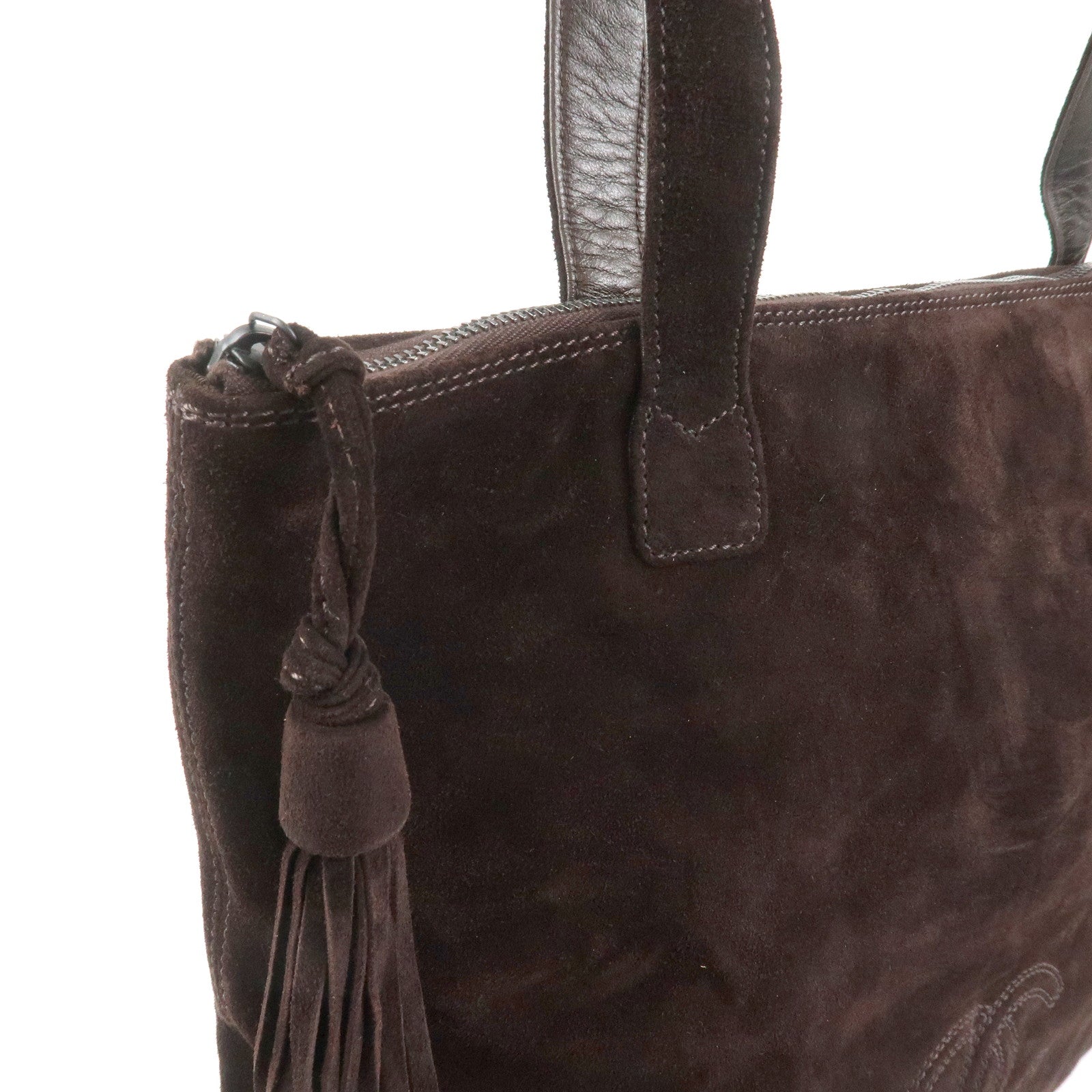 CHANEL COCO Mark Suede Tote Bag Shoulder Bag Brown