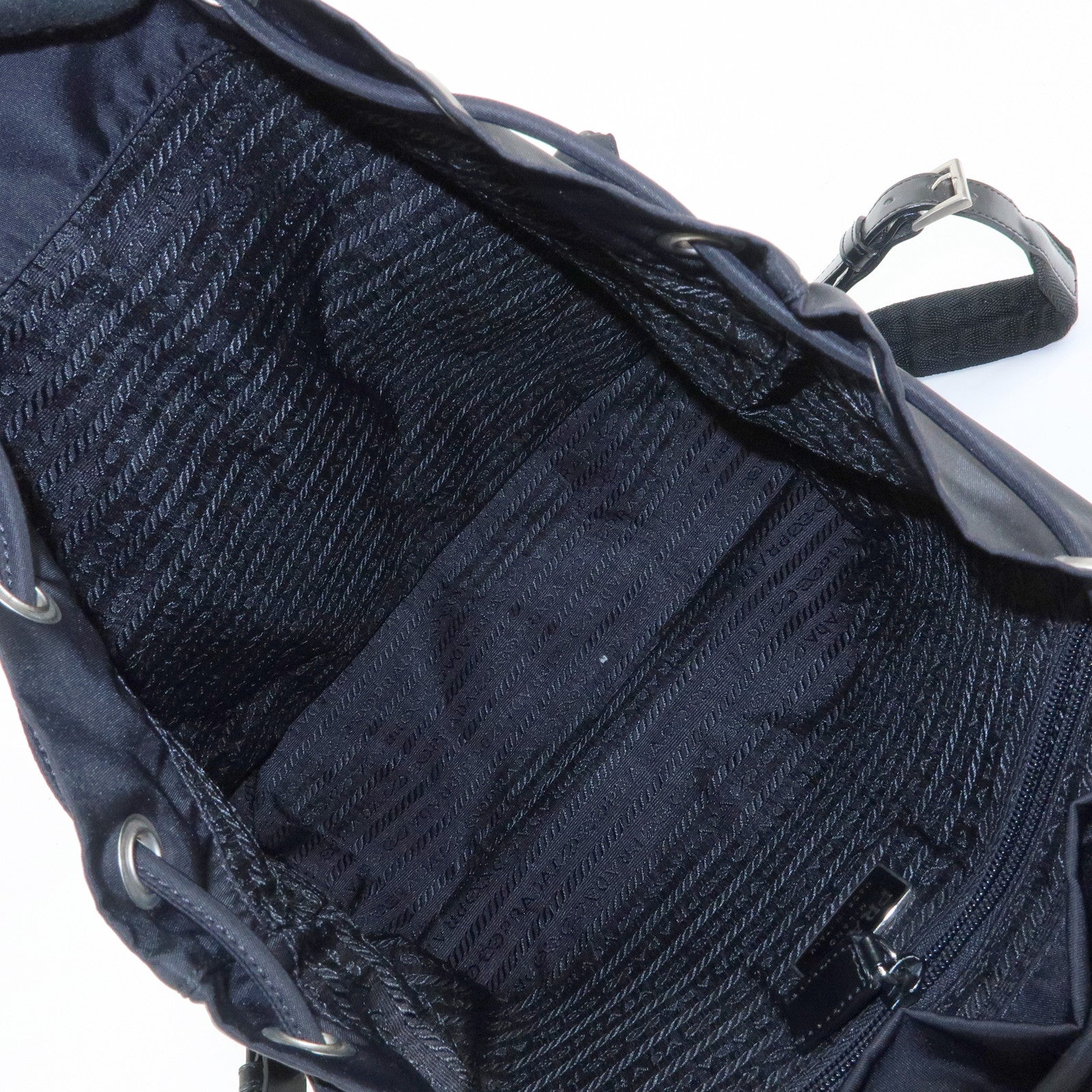 PRADA Triangle Logo Nylon Leather Backpack Rucksuck Black