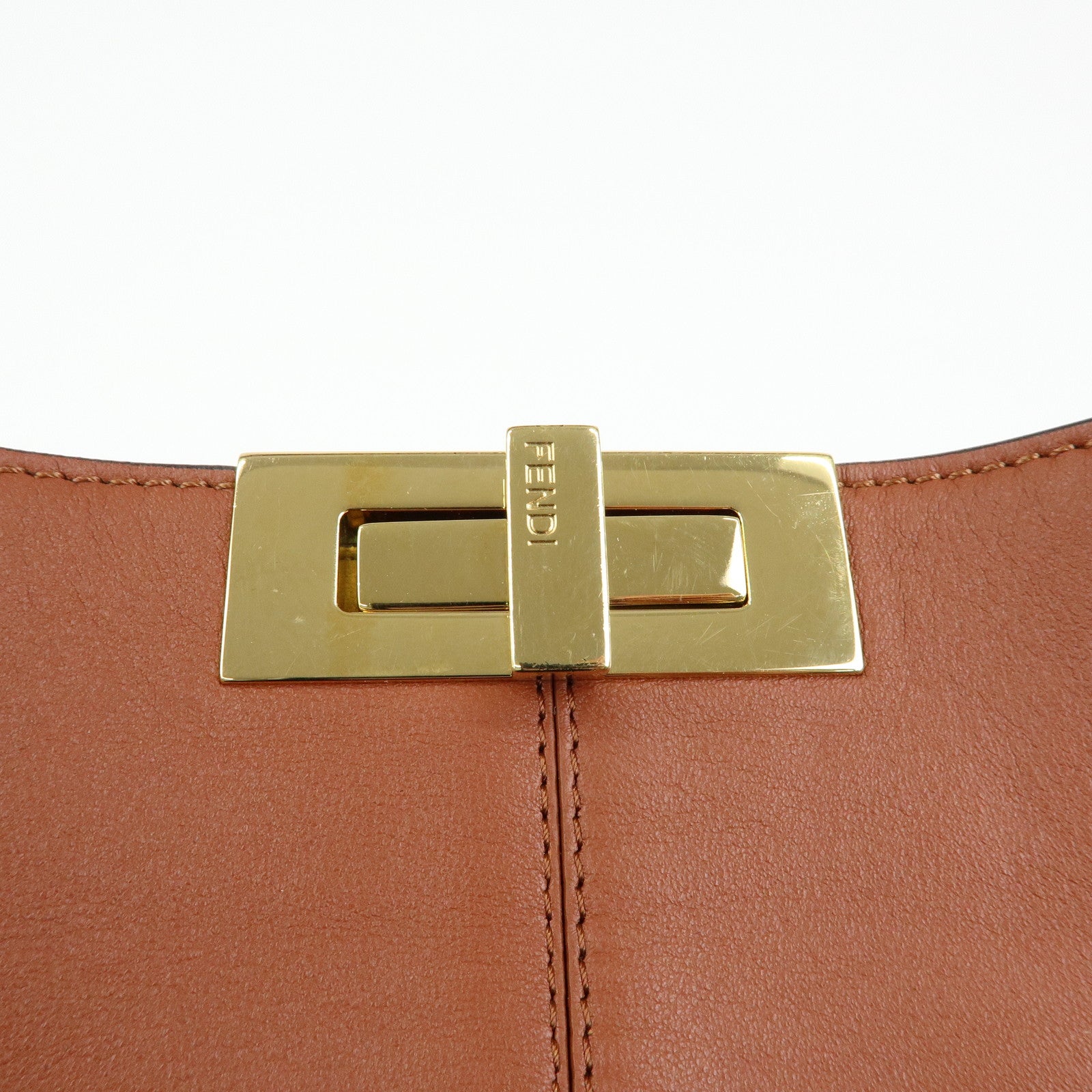 FENDI Peekaboo X‑Lite Leather Shoulder Bag Hand Bag Brown 8BN304