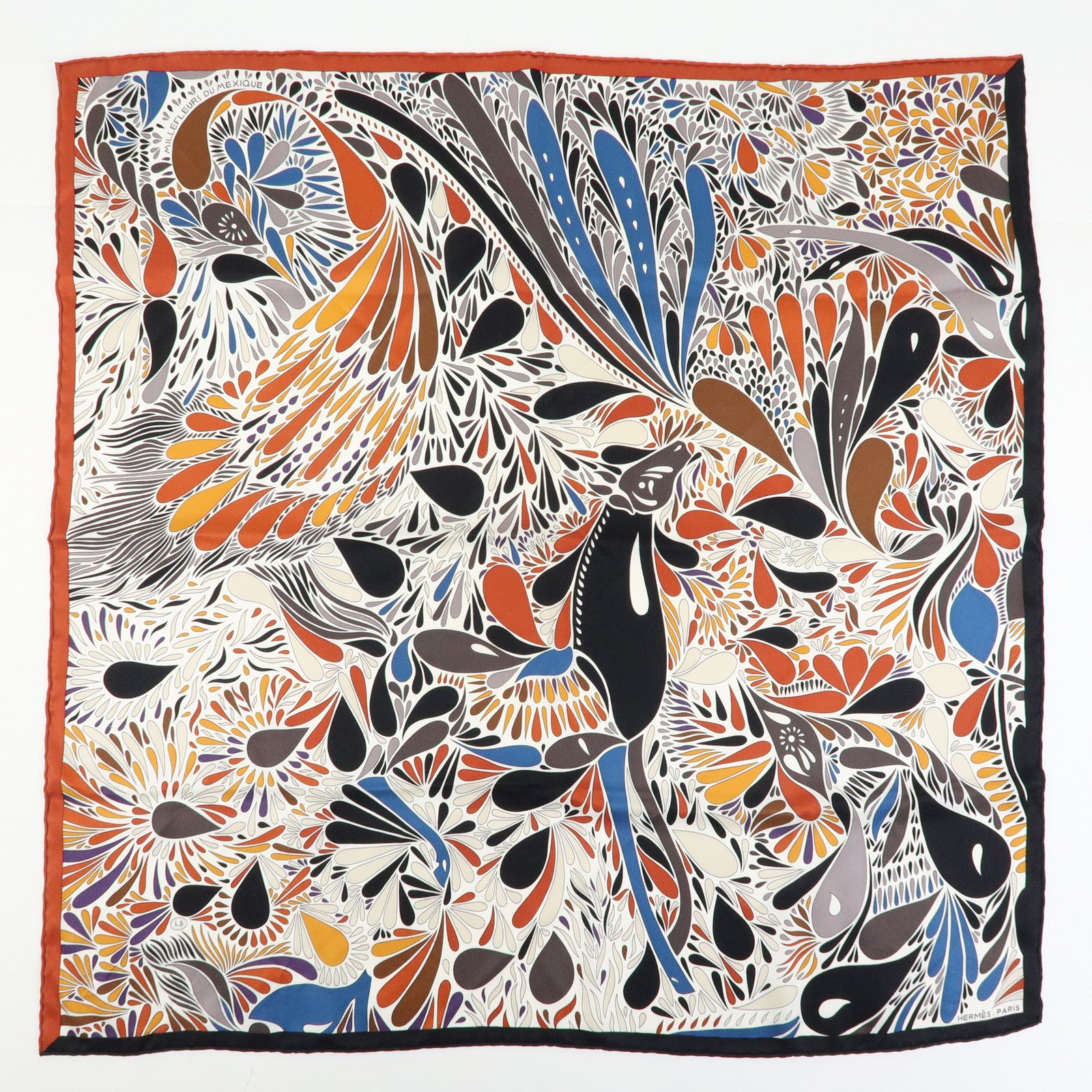 HERMES Carre 65 Set of 2 Silk 100% Scarf Beige Brown Orange