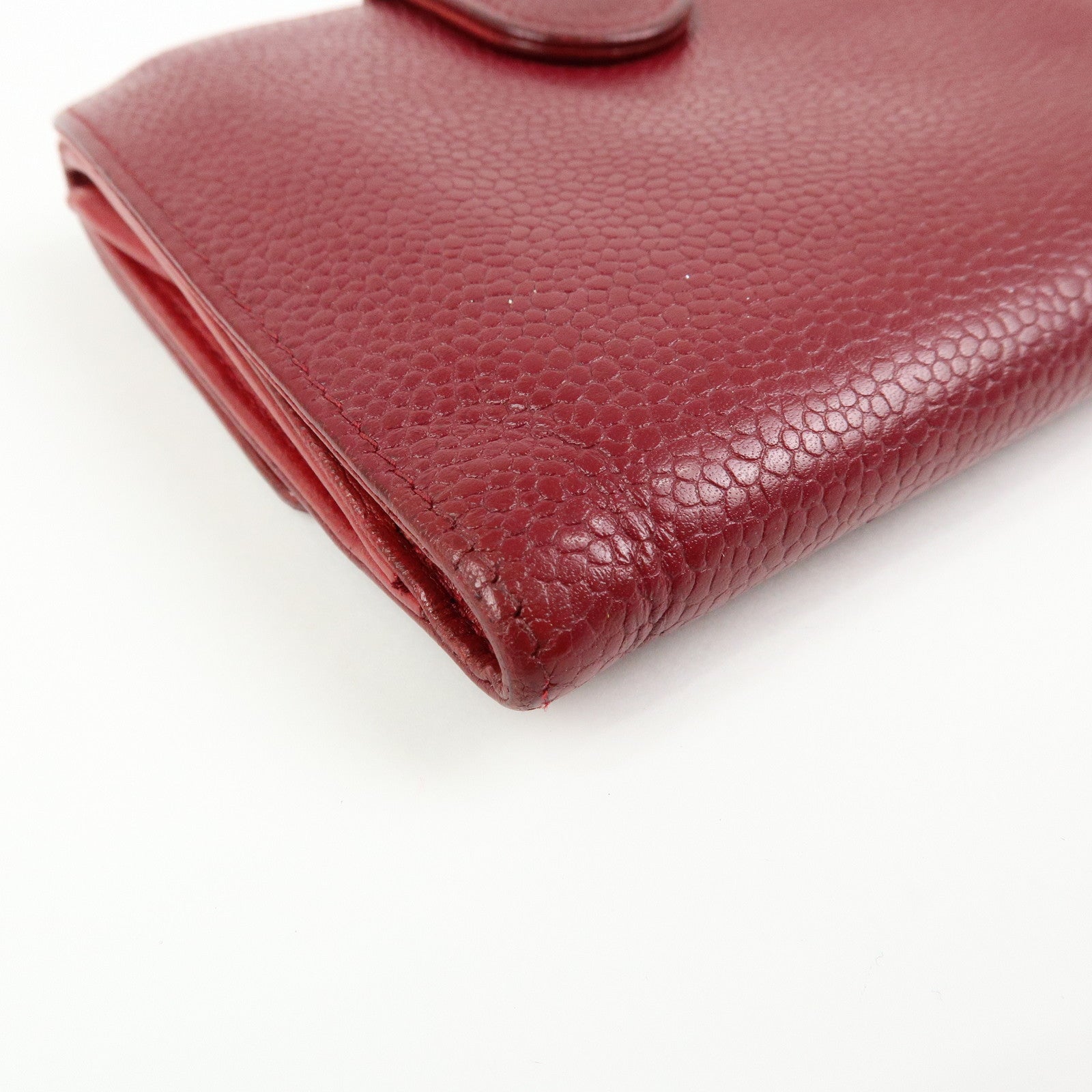 CHANEL COCO Mark Caviarskin Bi-fold Compact Wallet Bordeaux A13496