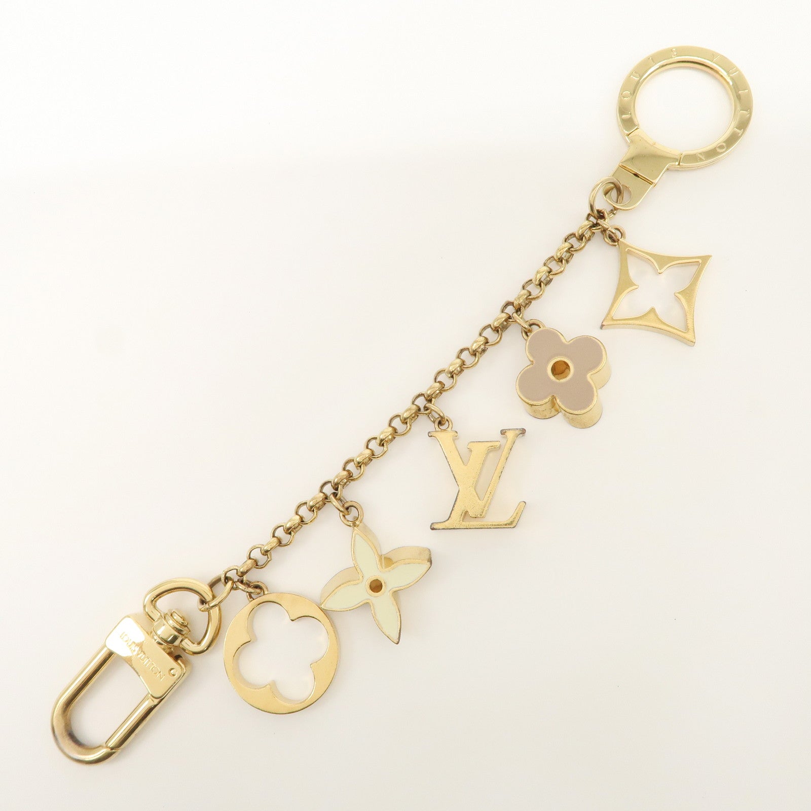 Louis Vuitton Fleur de Monogram Bag Charm Key Chain Gold M65111