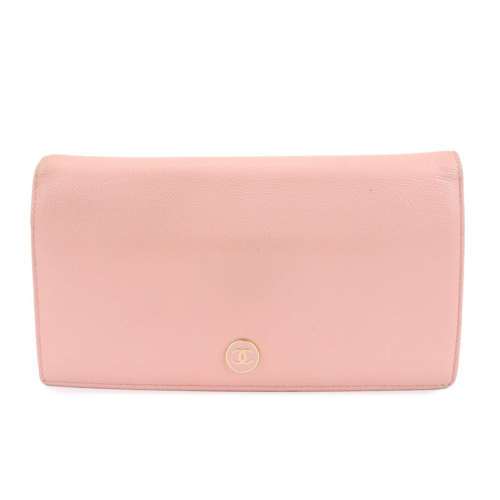 CHANEL COCO Mark Leather Bi-fold Long Wallet Pink