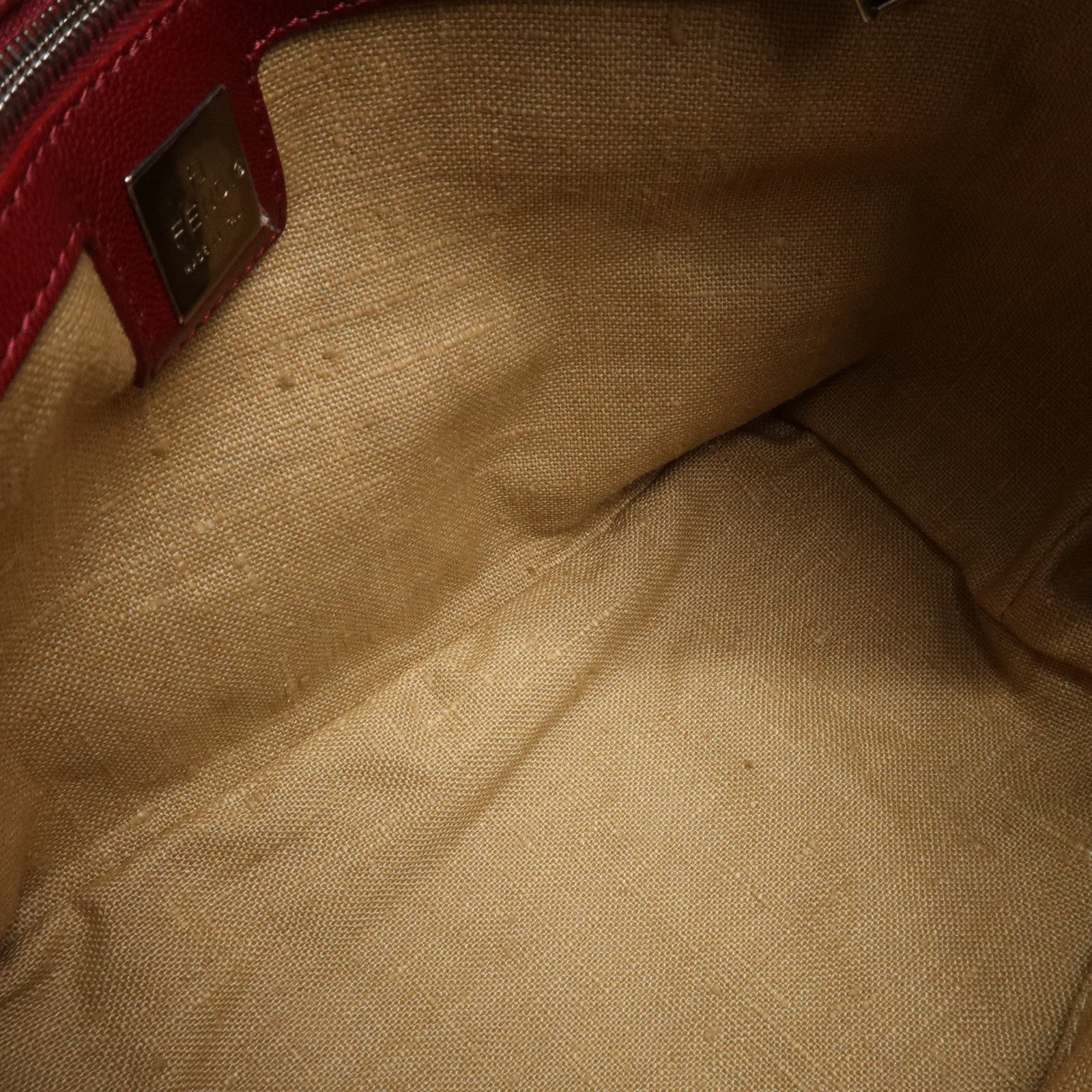 FENDI Leather Unborn Calf Tote Bag Hand Bag Zebra Brown Red Used