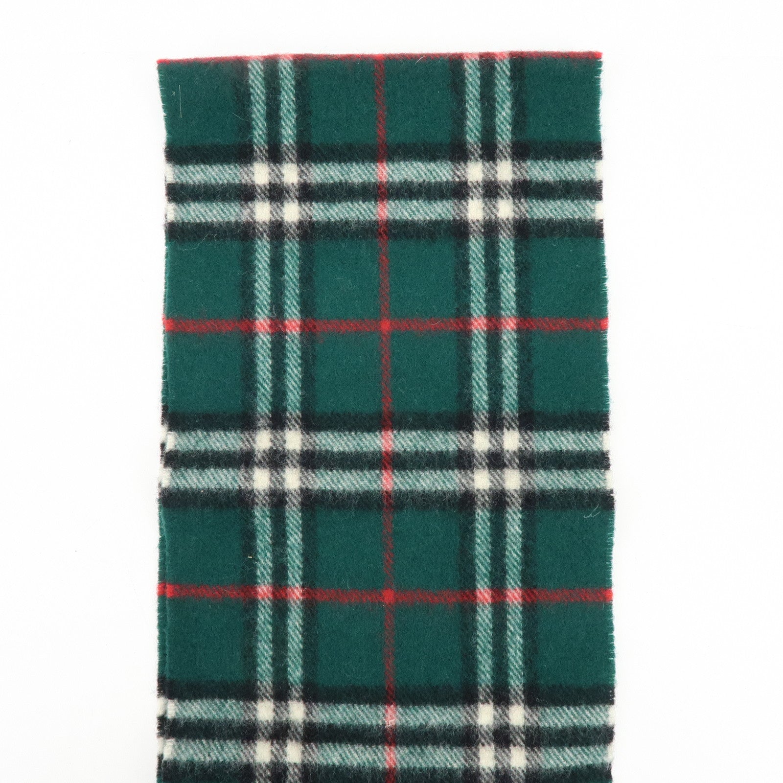 BURBERRY Plaid Cashmere 100% Scarf Green White Red