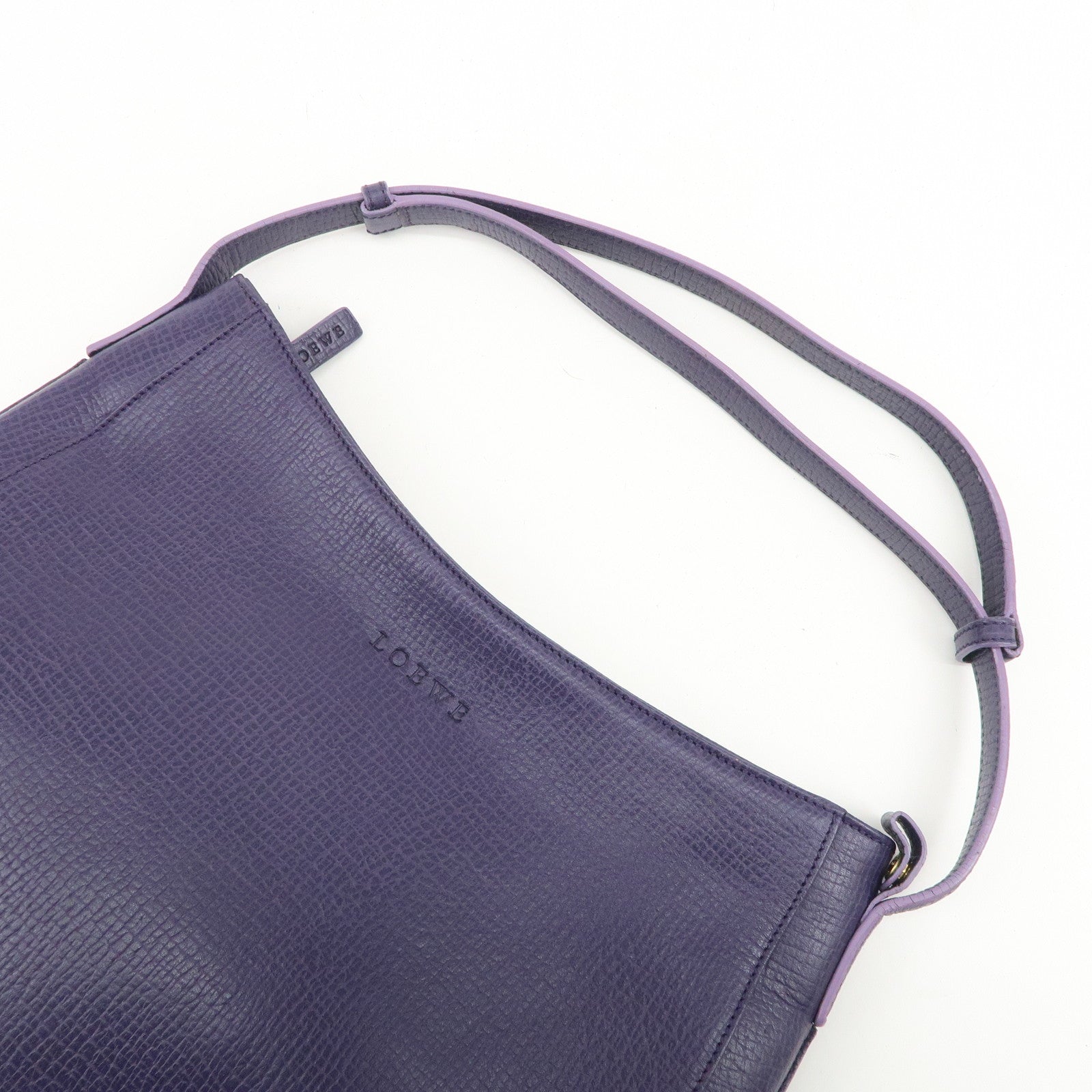 LOEWE Leather Shoulder Bag Hand Bag Purple