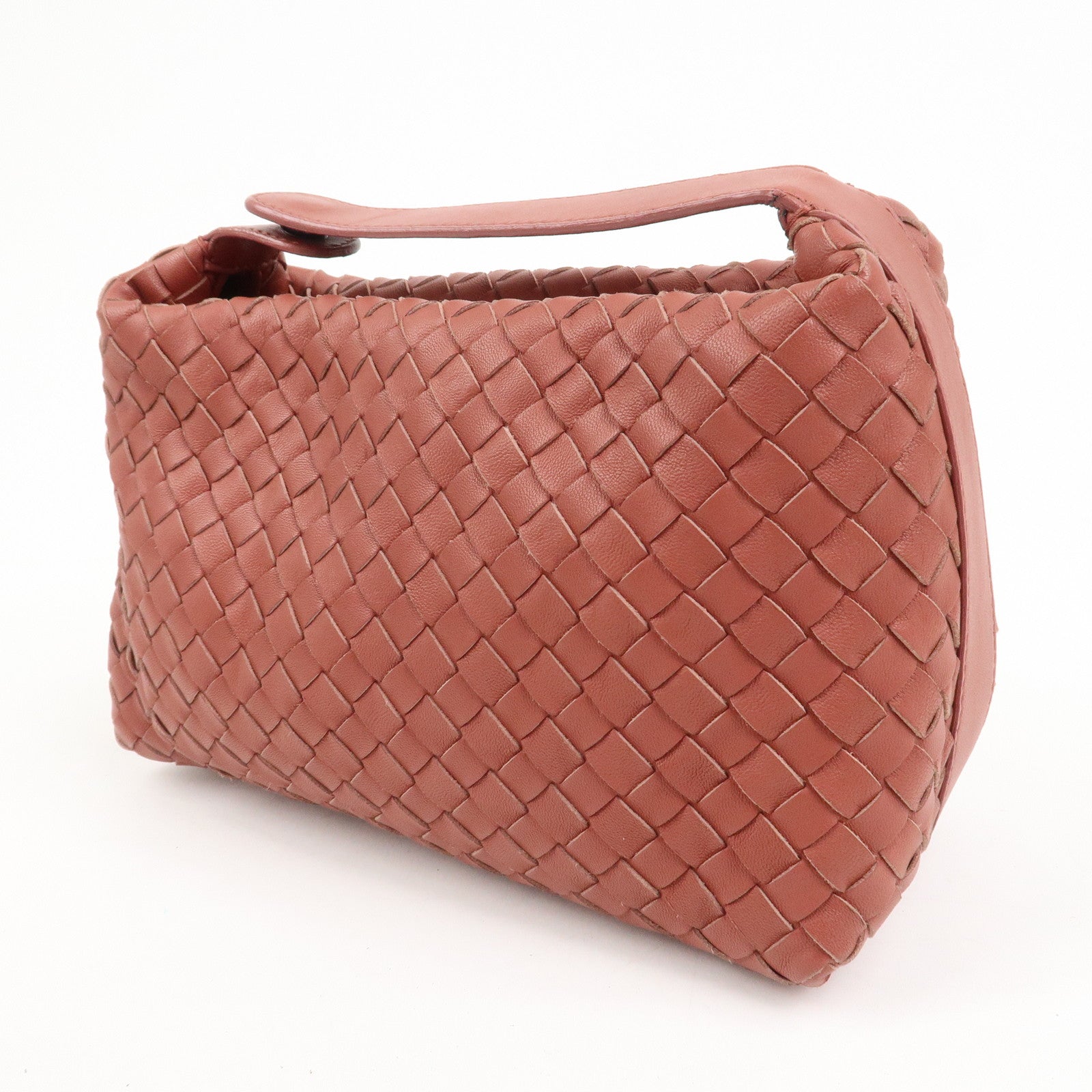 BOTTEGA VENETA Intrecciato Leather Shoulder Bag Hand Bag Red