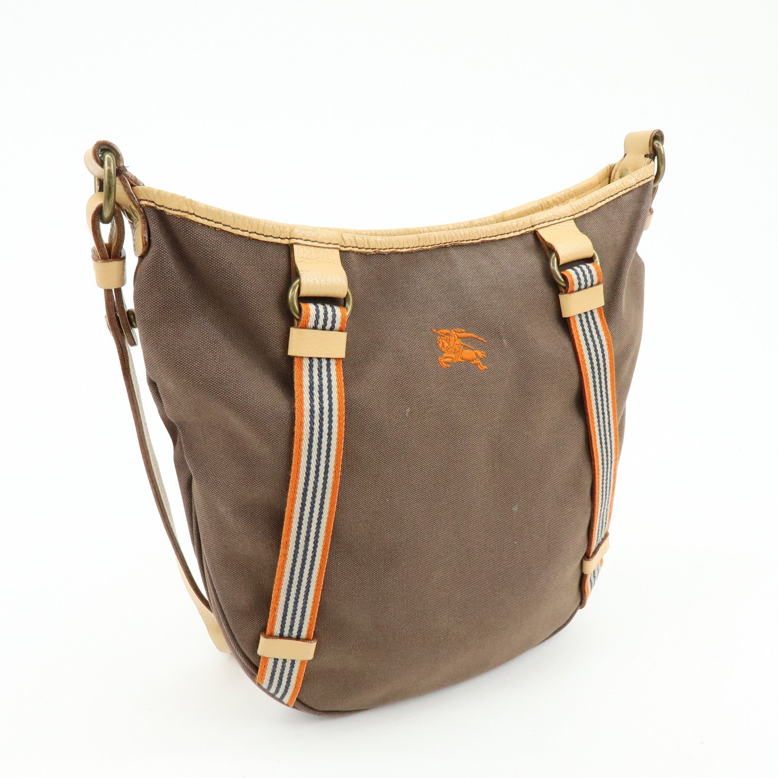 BURBERRY Blue Label Canvas Leather Shoulder Crossbody Bag Brown