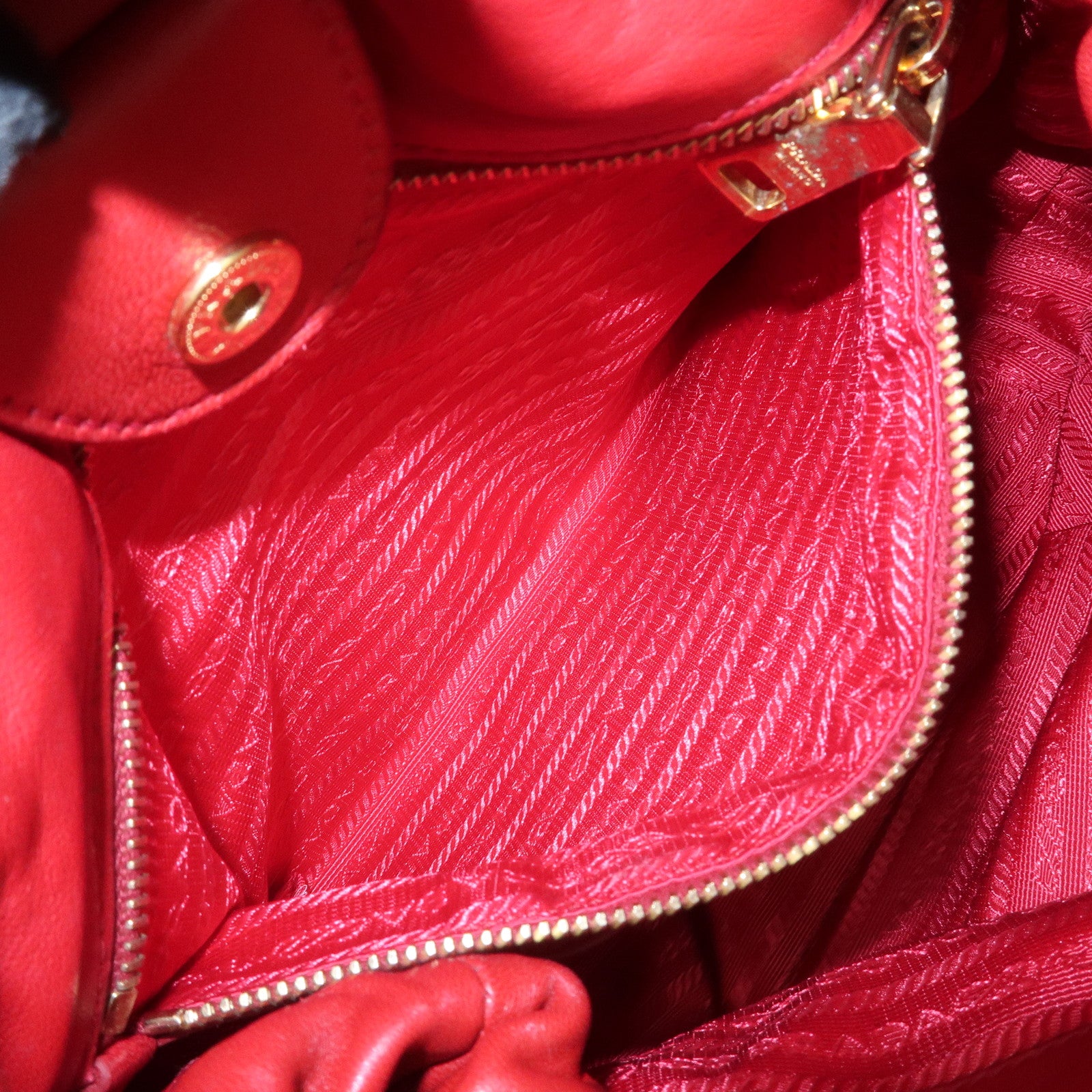 PRADA Logo Leather 2Way Bag Hand Bag Shoulder Bag Red BR4205