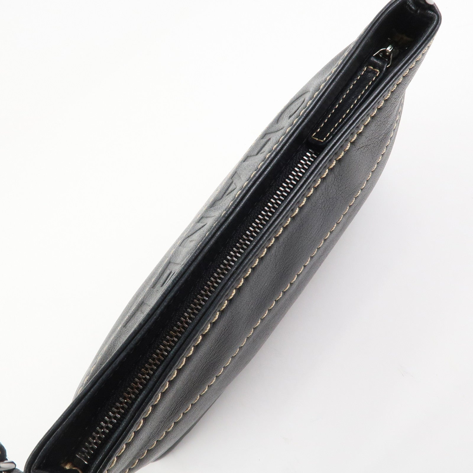 CHANEL Lambskin Chain Shoulder Bag Hand Bag Black Silver