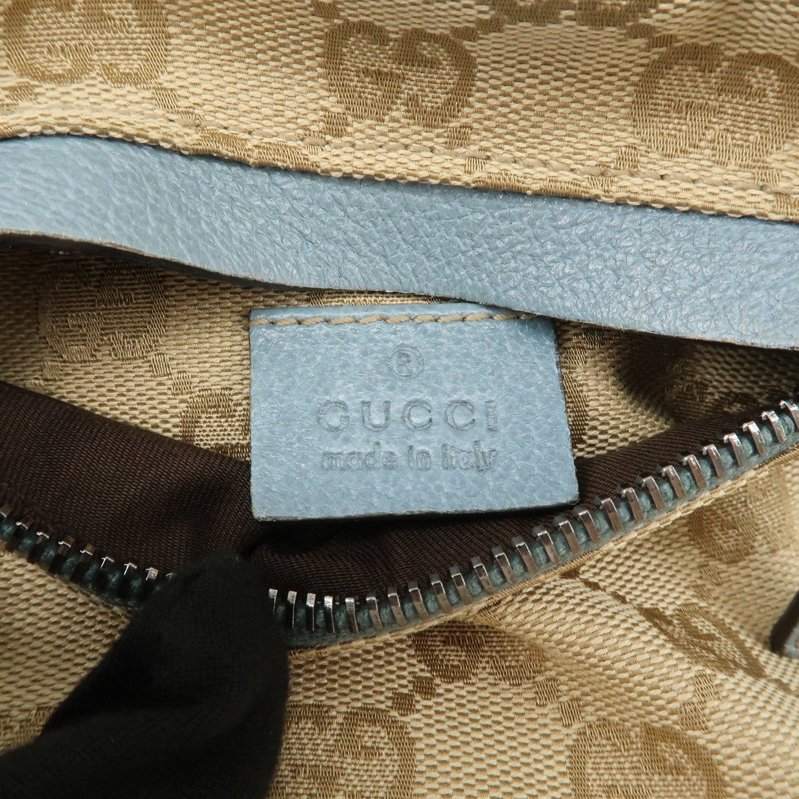 GUCCI GG Canvas Leather Waist Bag Crossbody Bag Light Blue 28566