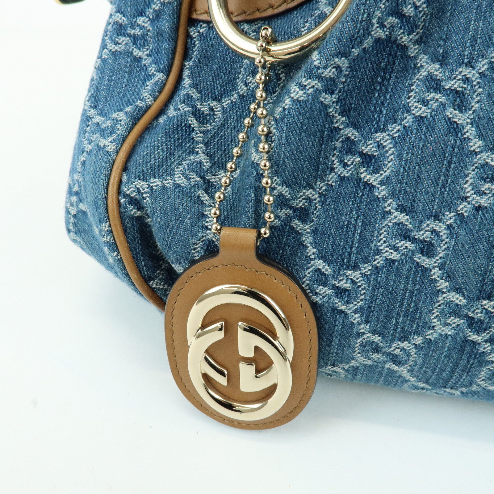 GUCCI Sukey Interlocking G Denim 2Way Hand Shoulder Bag Blue 223974