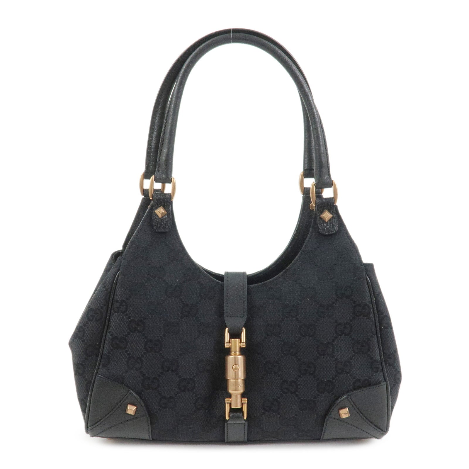 GUCCI New Jackie GG Canvas Shoulder Bag Hand Bag Black 124409
