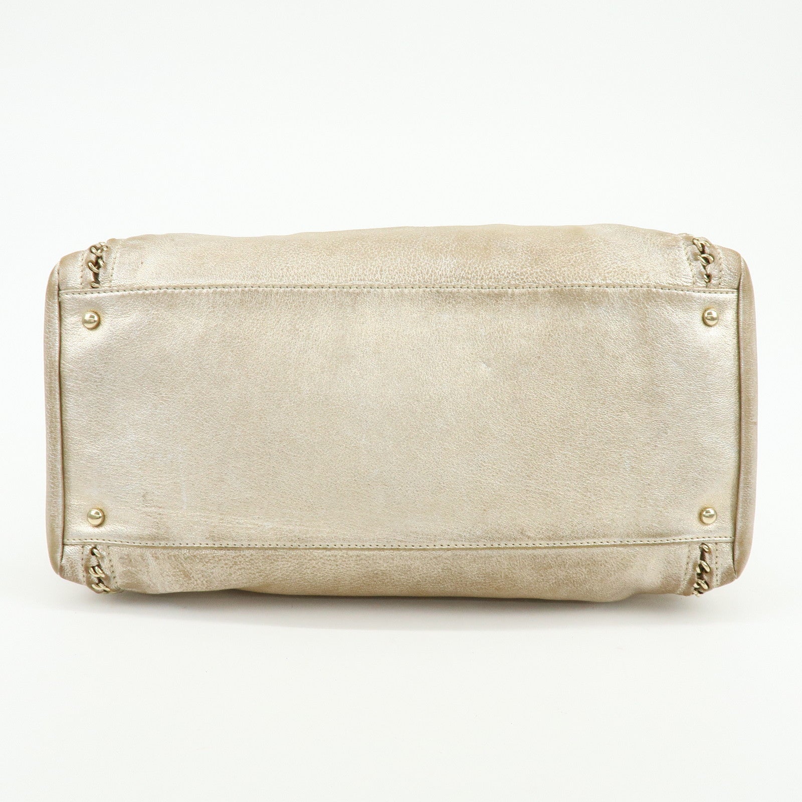 CHANEL COCO Mark Calfskin Boston Bag Shoulder Bag Silver