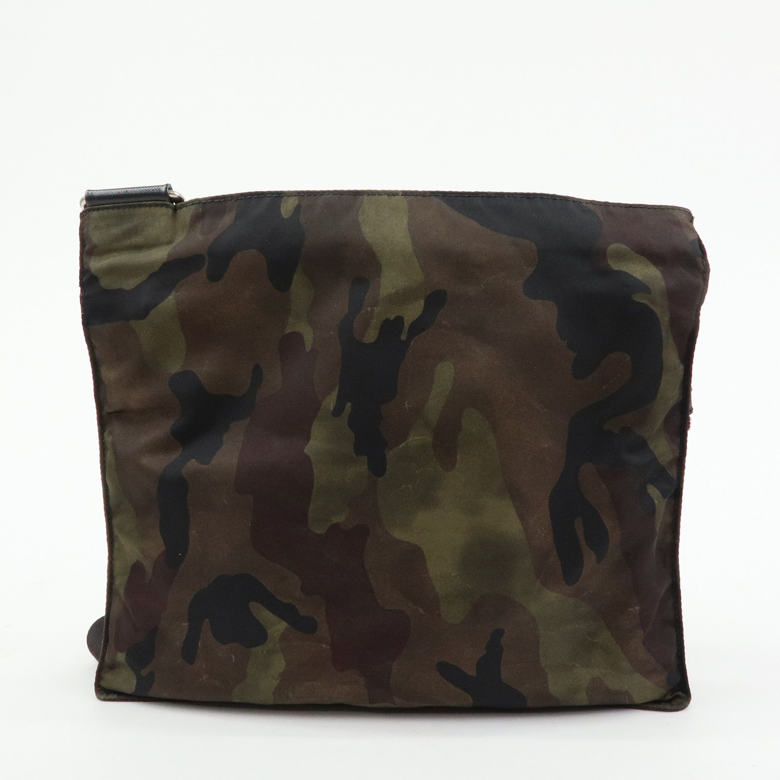 PRADA Triangle Logo Nylon Leather Camouflage Shoulder Bag VA0886