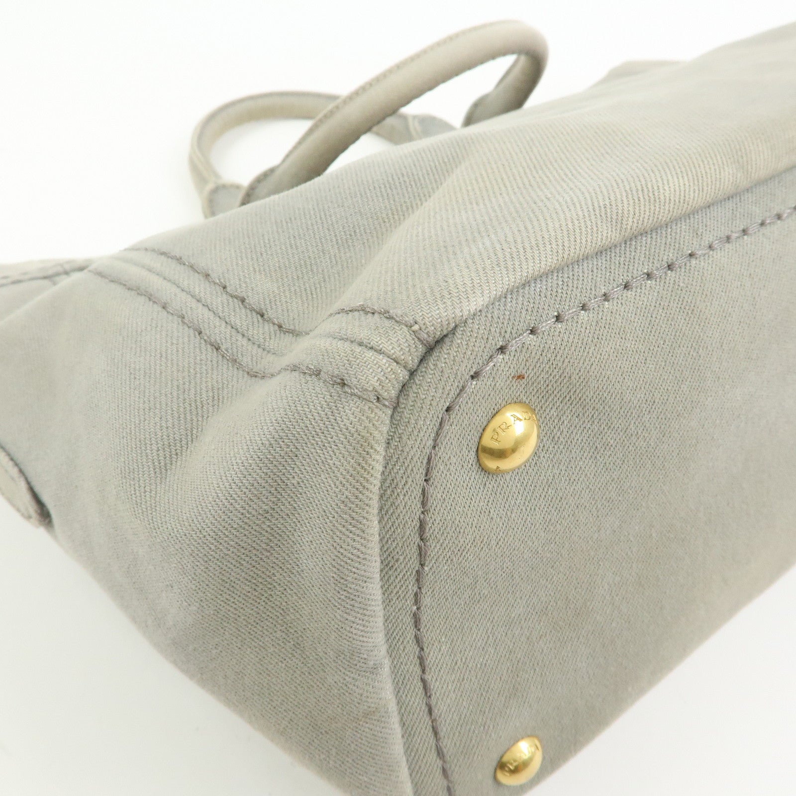 PRADA Canapa Canvas 2Way Bag Hand Bag Shoulder Bag Gray BN2069